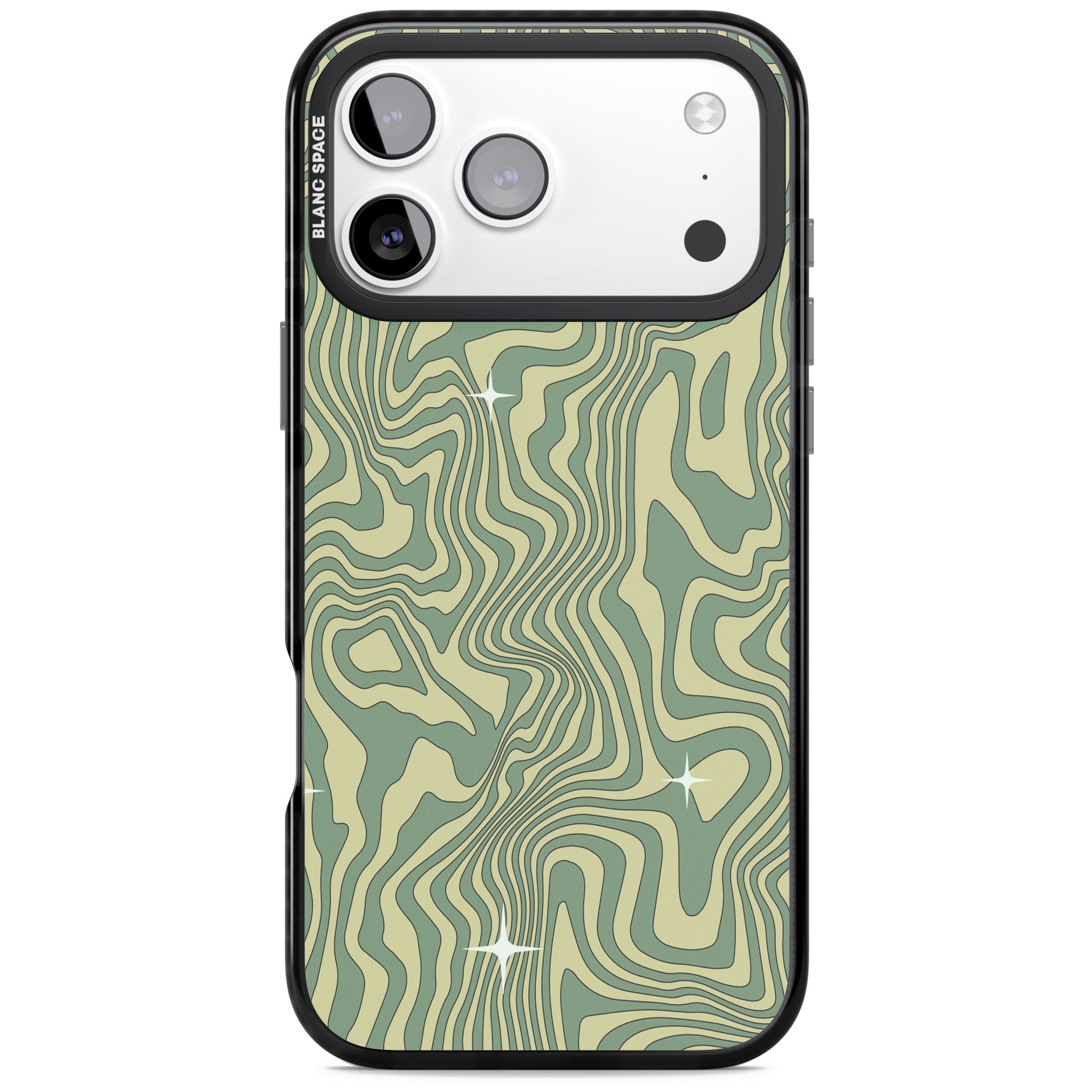 Green Abstract Wave iPhone 17 Pro Max Impact Black Phone Case