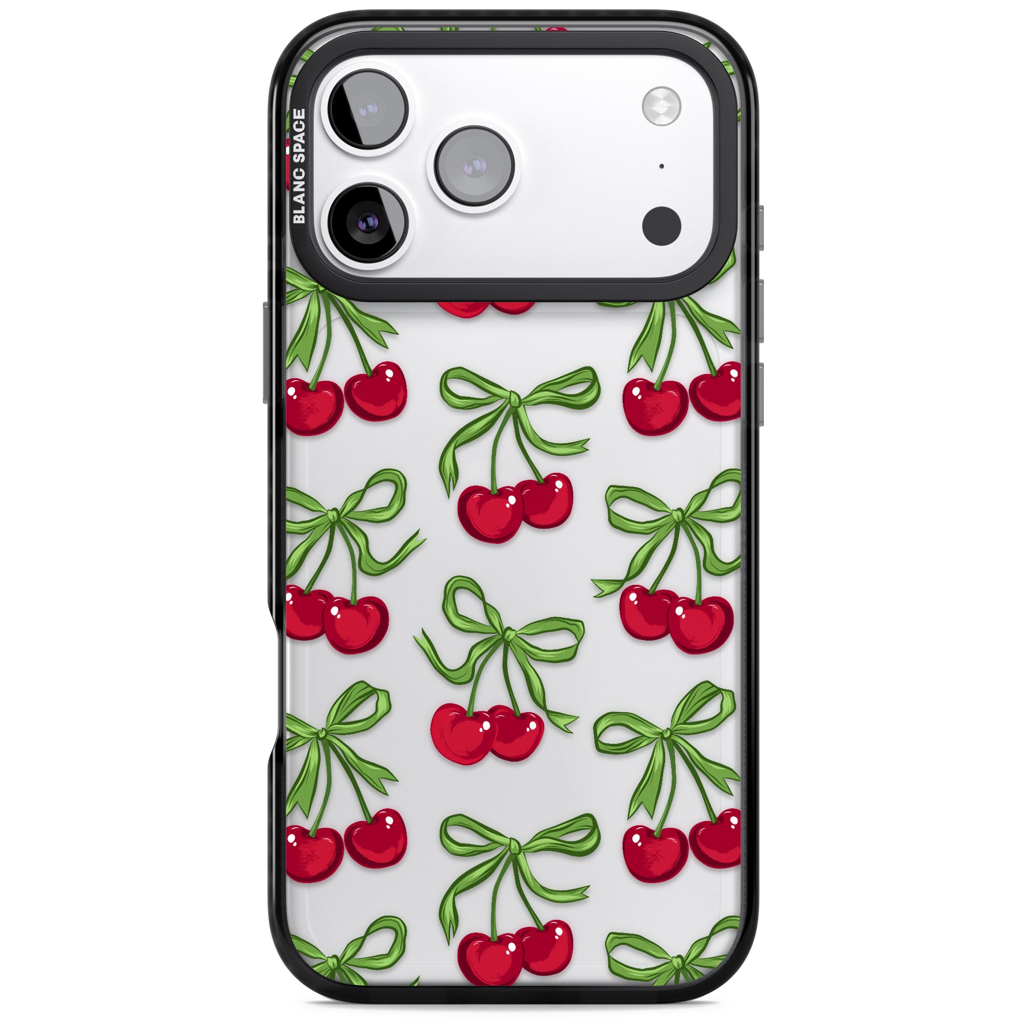 Cherry Bows iPhone 17 Pro Max Impact Black Phone Case