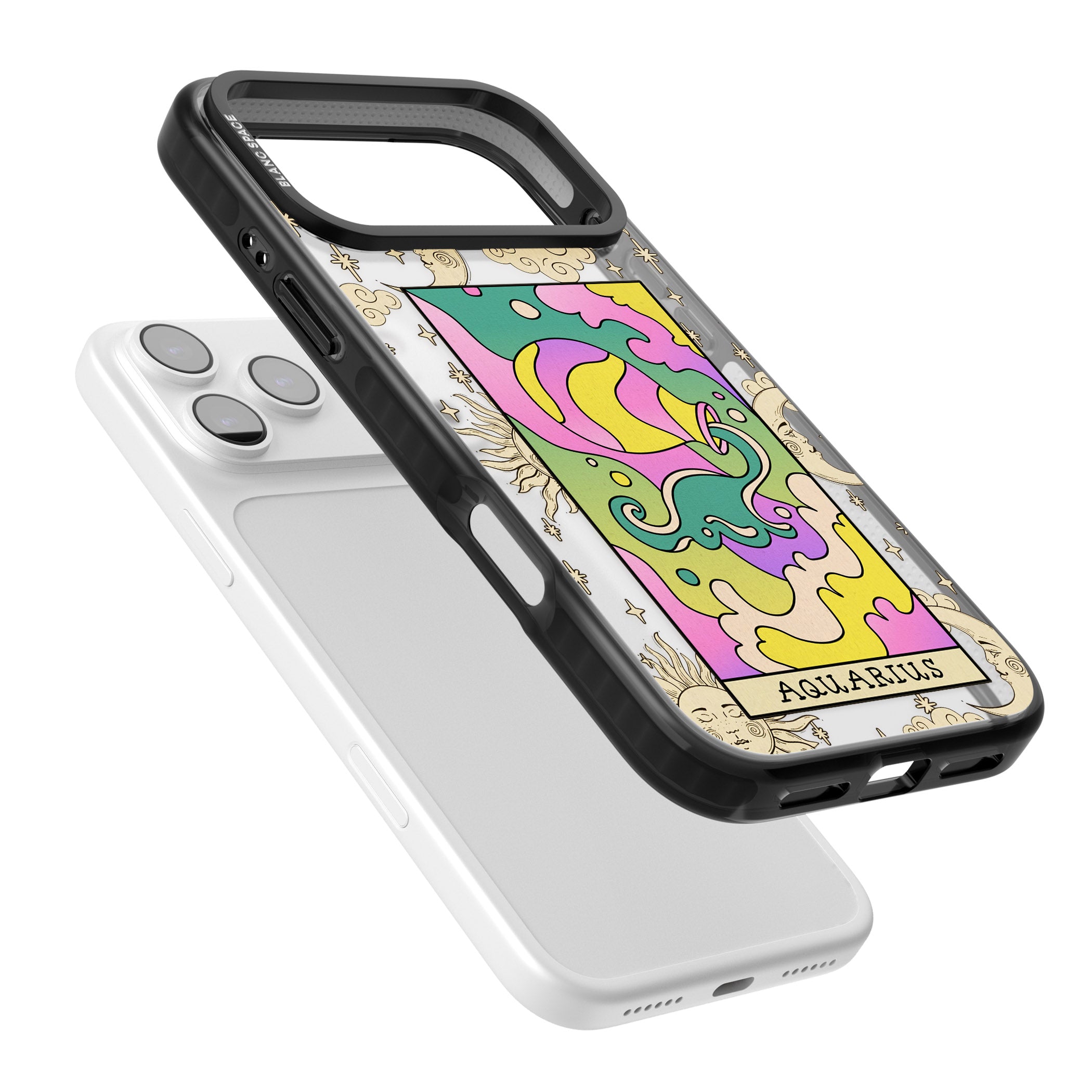 Celestial Zodiac Aquarius iPhone 17 Pro Impact Black Phone Case Colours