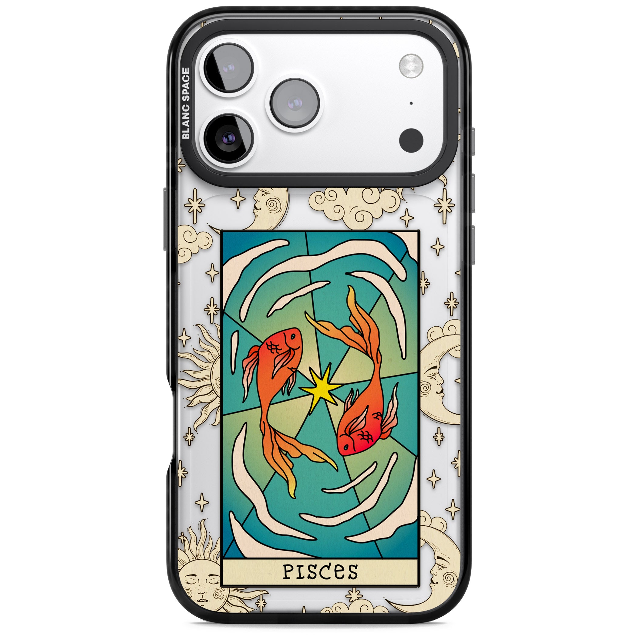 Celestial Zodiac Pisces iPhone 17 Pro Impact Black Phone Case