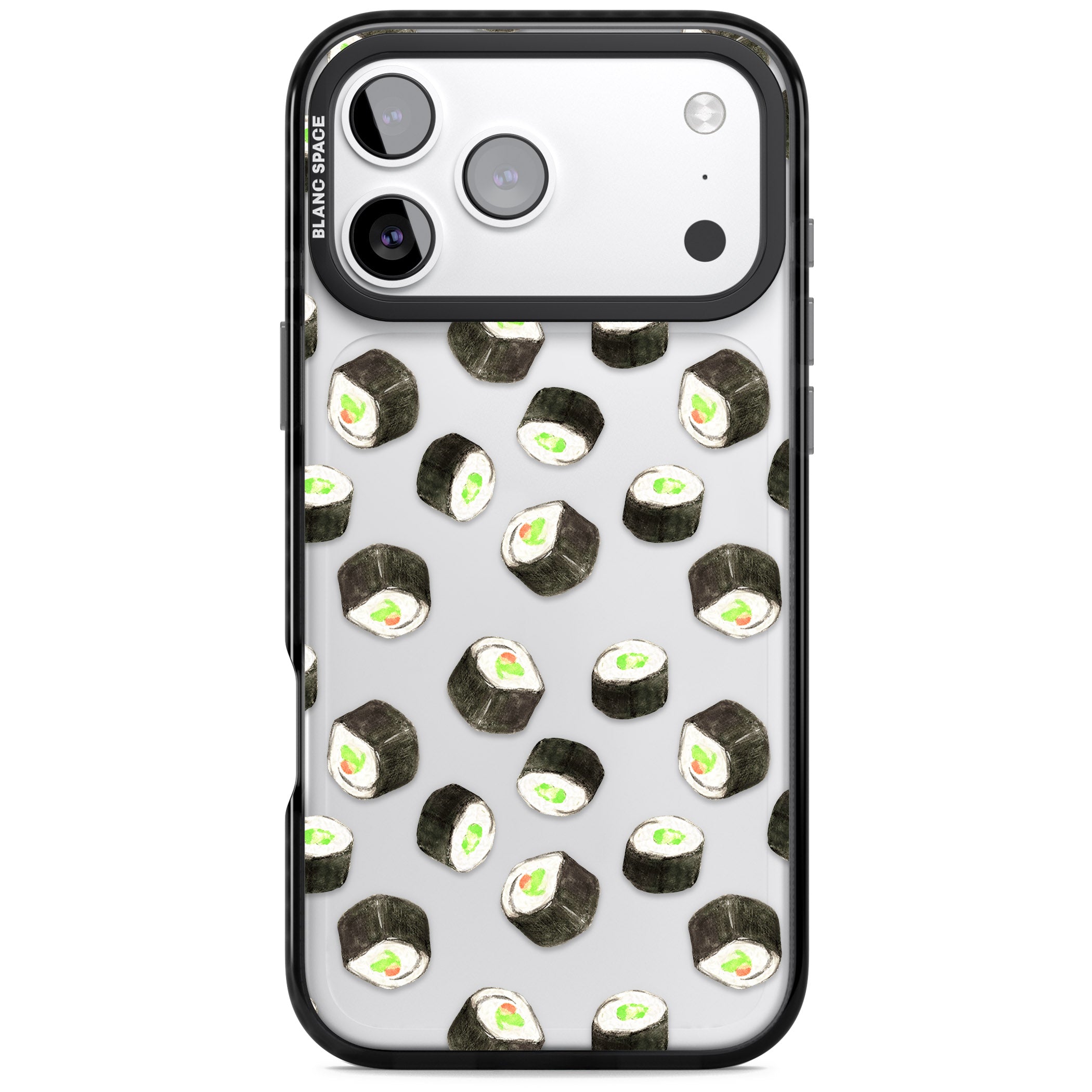 Sushi Pattern iPhone 17 Pro Impact Black Phone Case