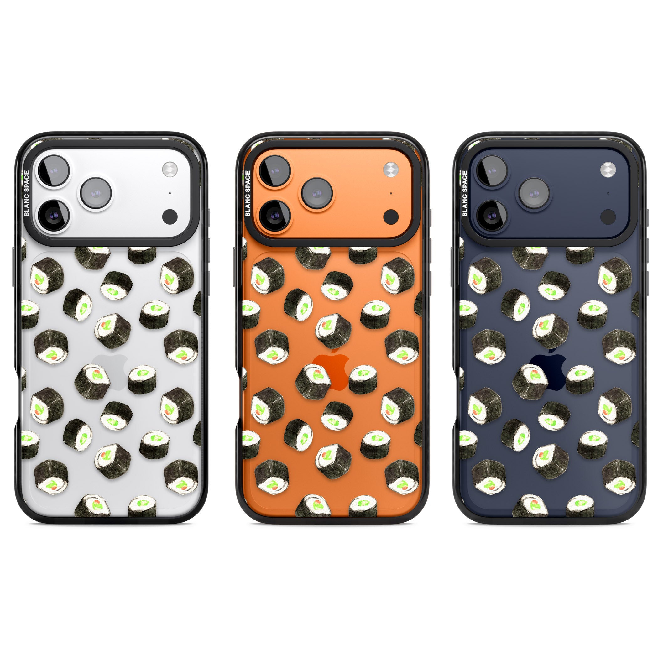 Sushi Pattern iPhone 17 Pro Impact Black Phone Case APT Impact Protection