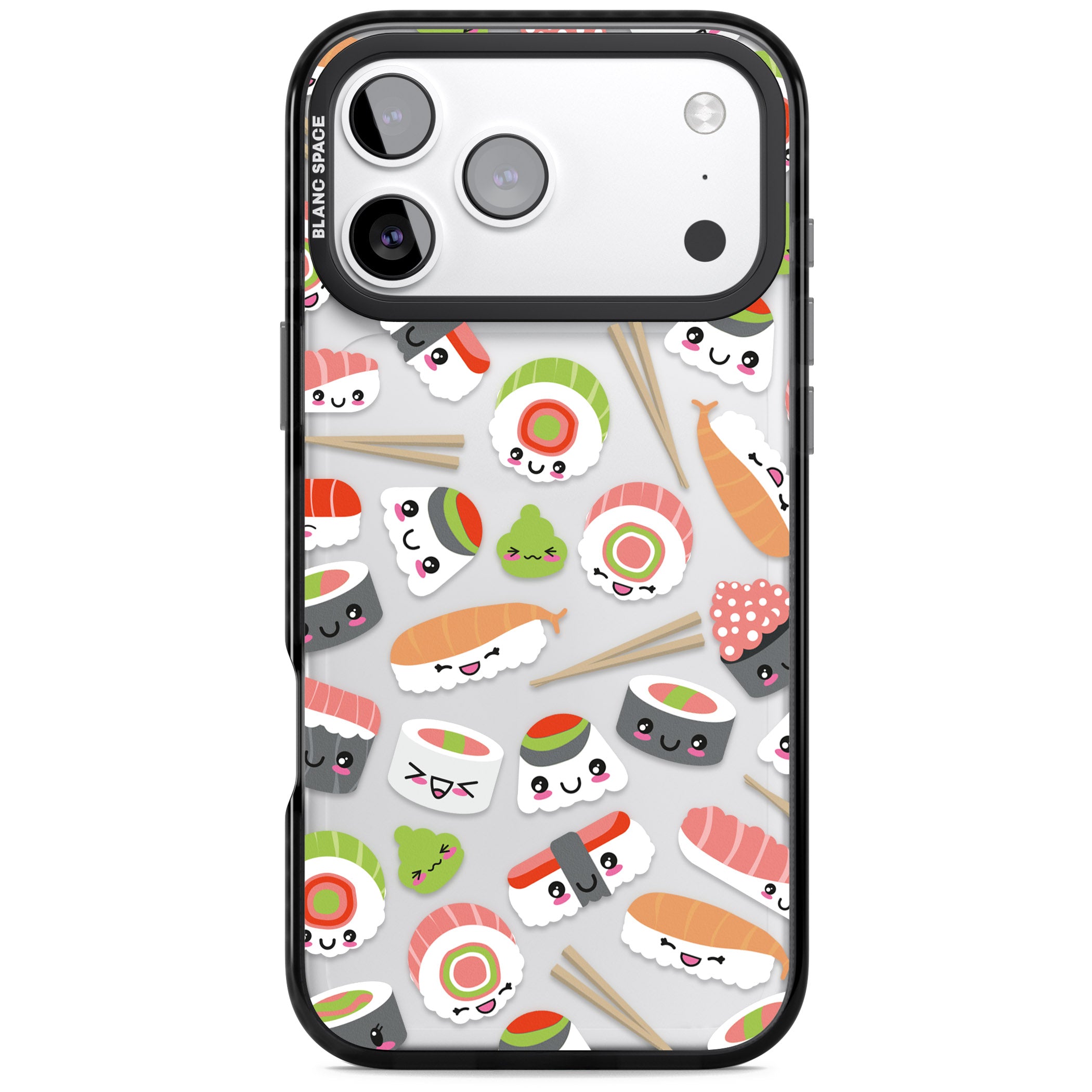 Kawaii Sushi Party iPhone 17 Pro Impact Black Phone Case