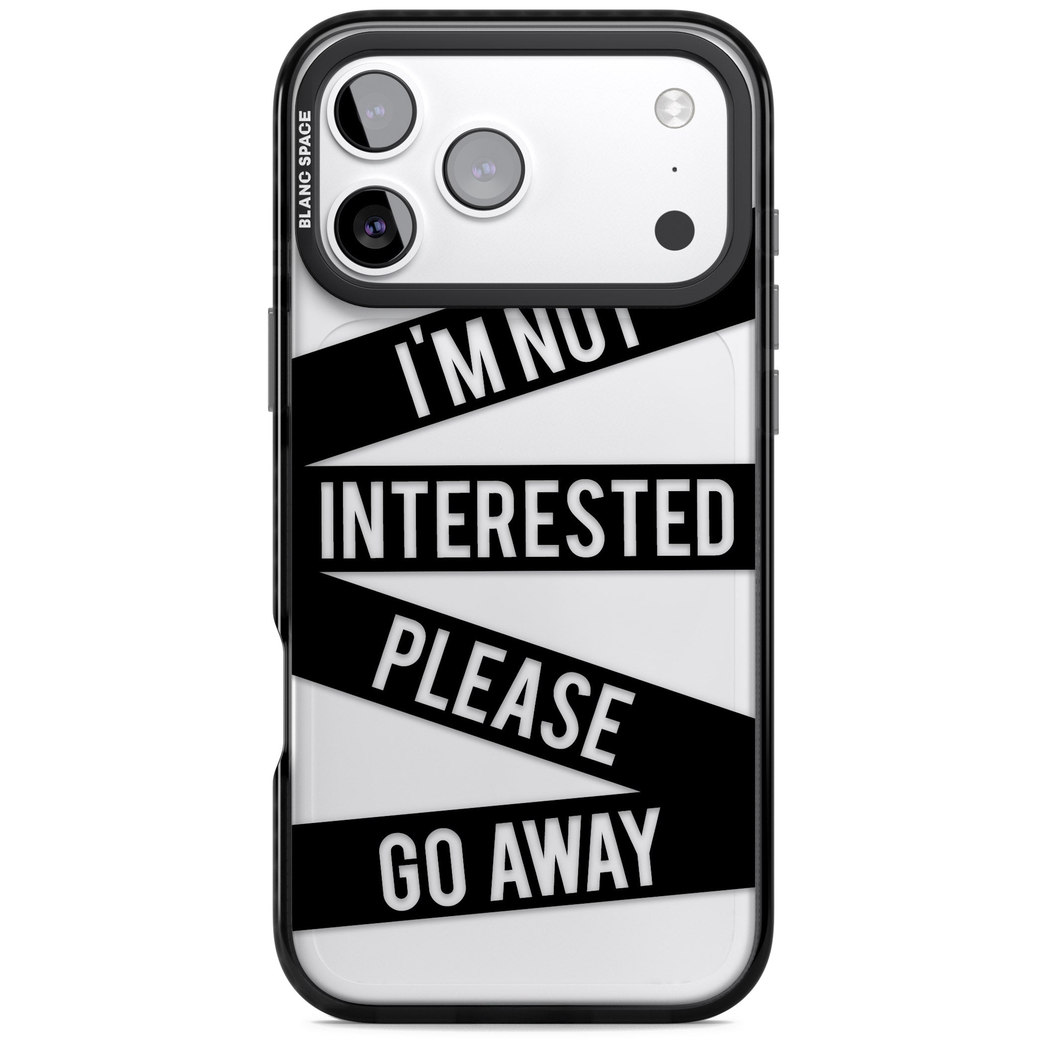 Not Interested Warning iPhone 17 Pro Max Impact Black Phone Case