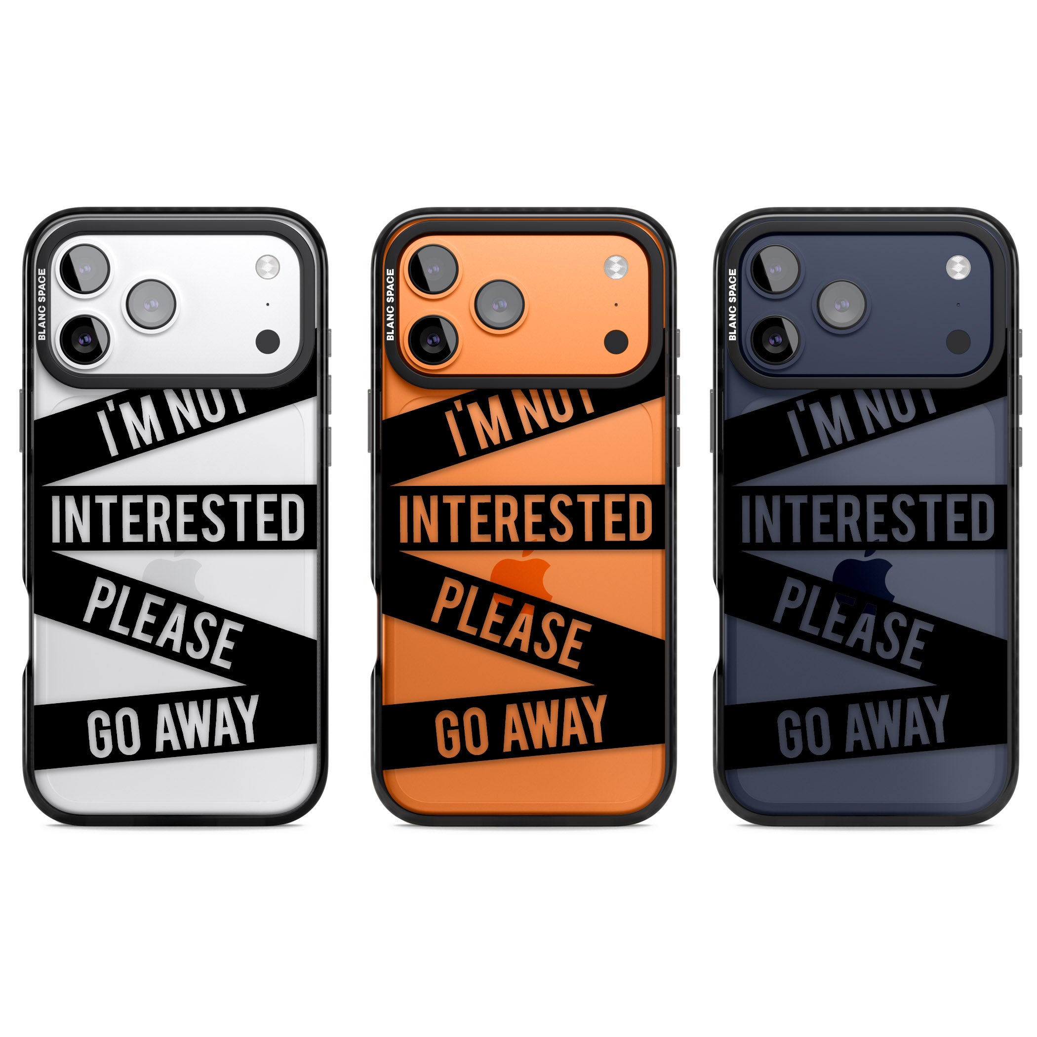 Not Interested Warning iPhone 17 Pro Impact Black Phone Case APT Impact Protection