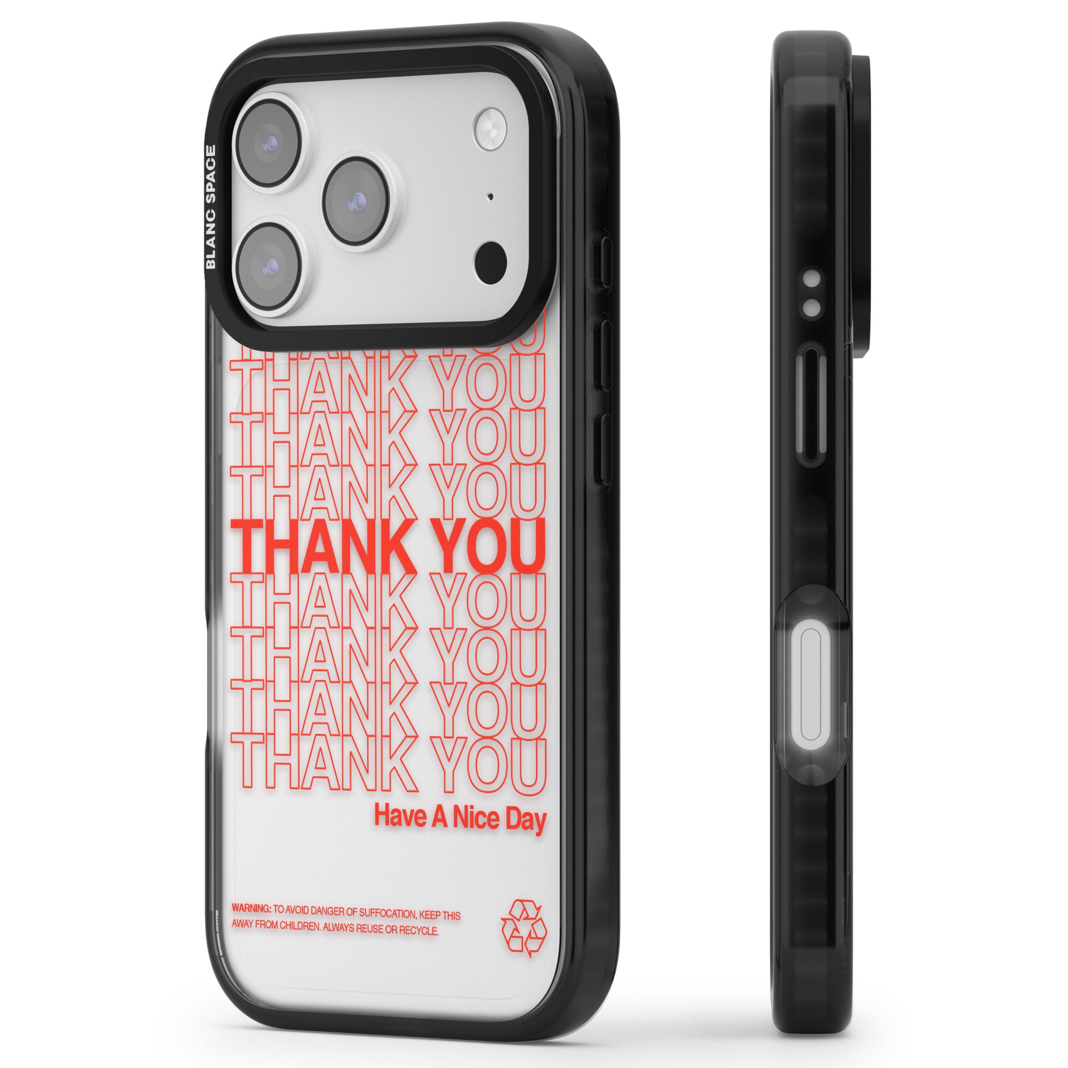 Thank You Have A Nice Day iPhone 17 Pro Max Impact Black Phone Case Side Profile