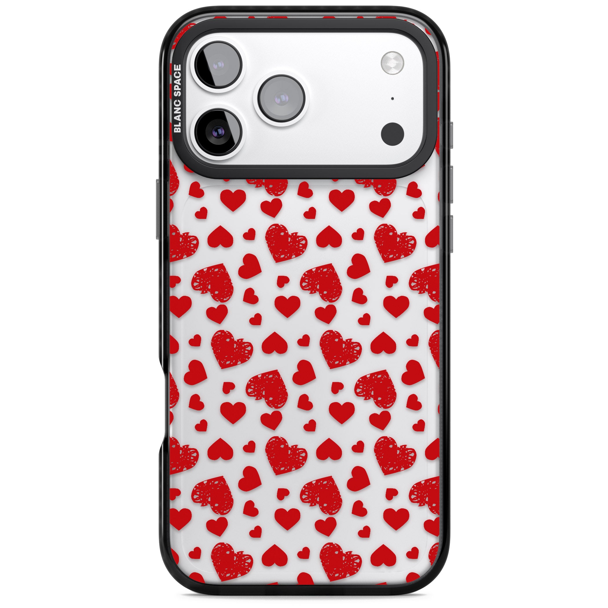 Red Heart Pattern Classic iPhone 17 Pro Impact Black Phone Case