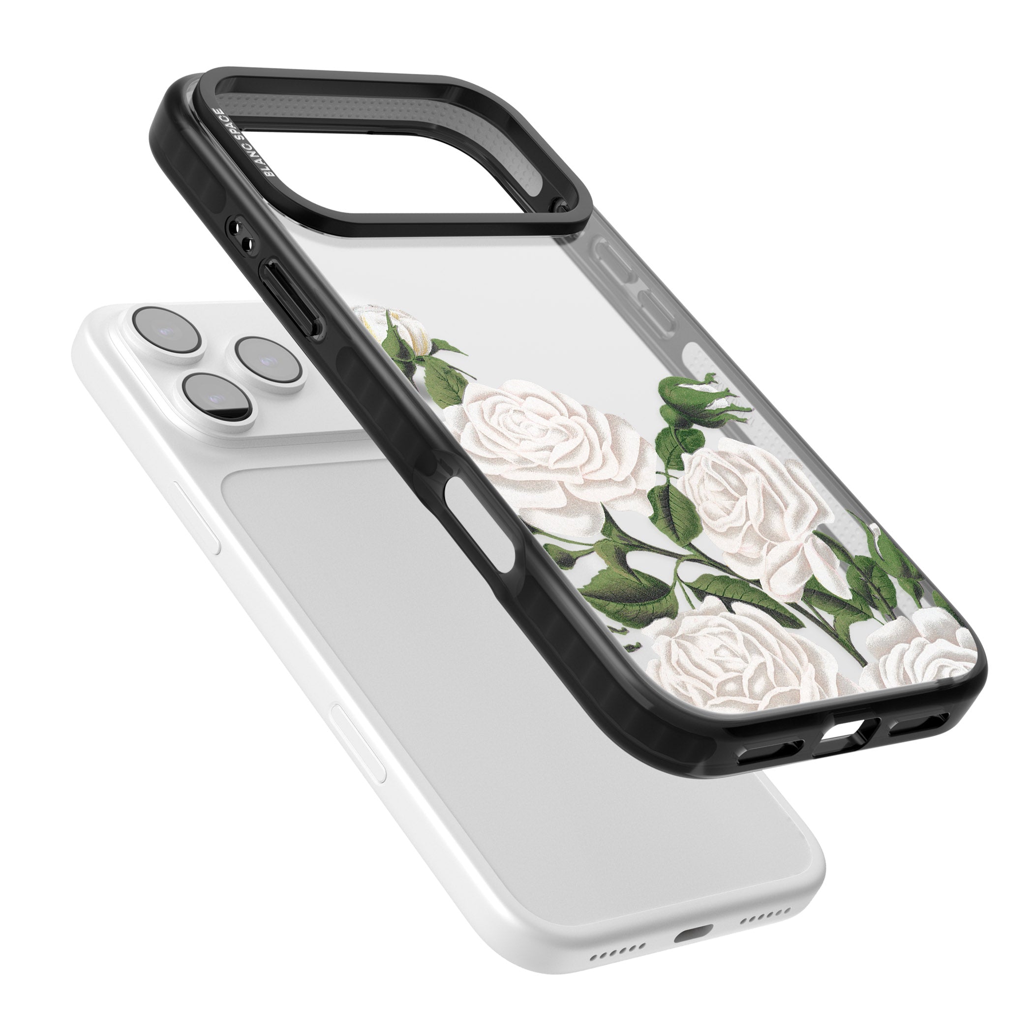 White Vintage Painted Flowers iPhone 17 Pro Max Impact Black Phone Case Colours