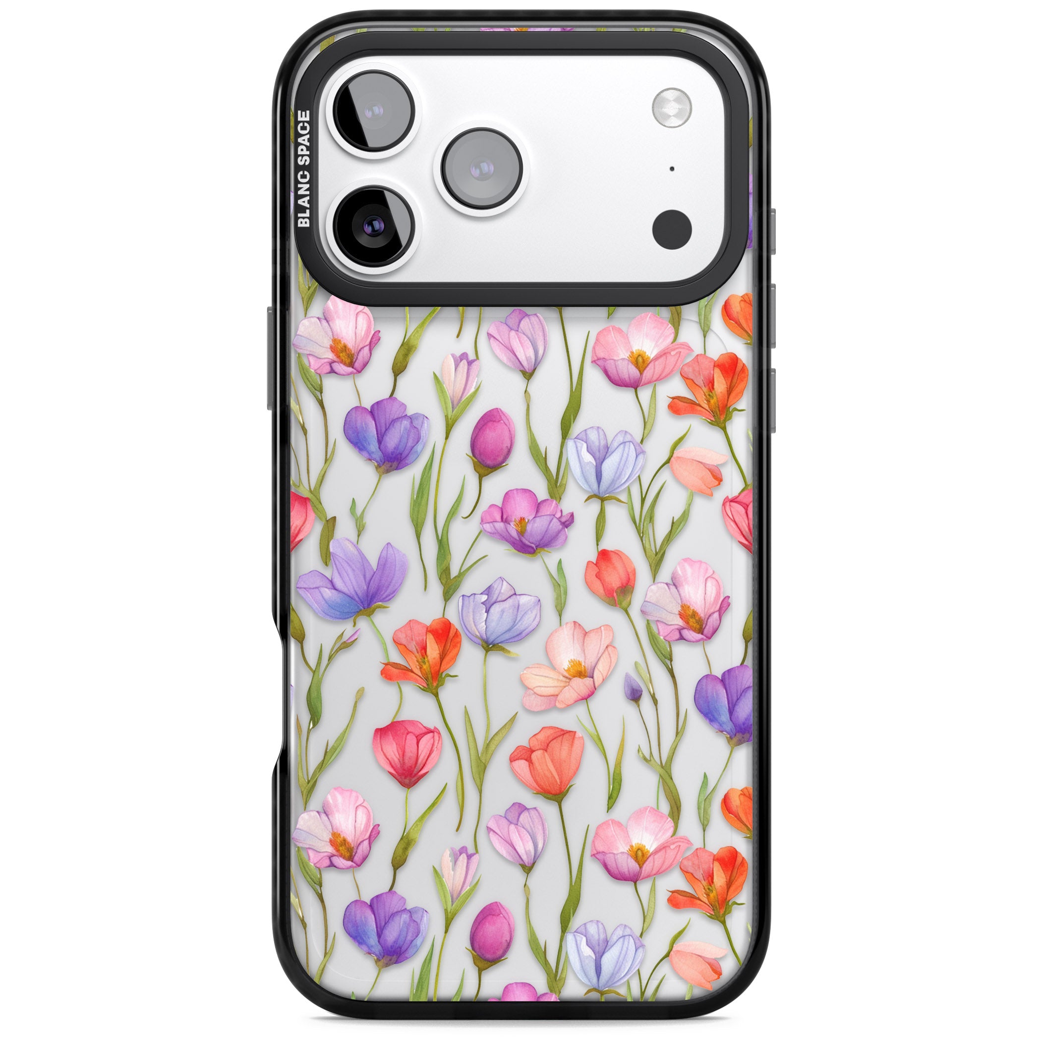 Red, Pink & Purple Flowers iPhone 17 Pro Max Impact Black Phone Case