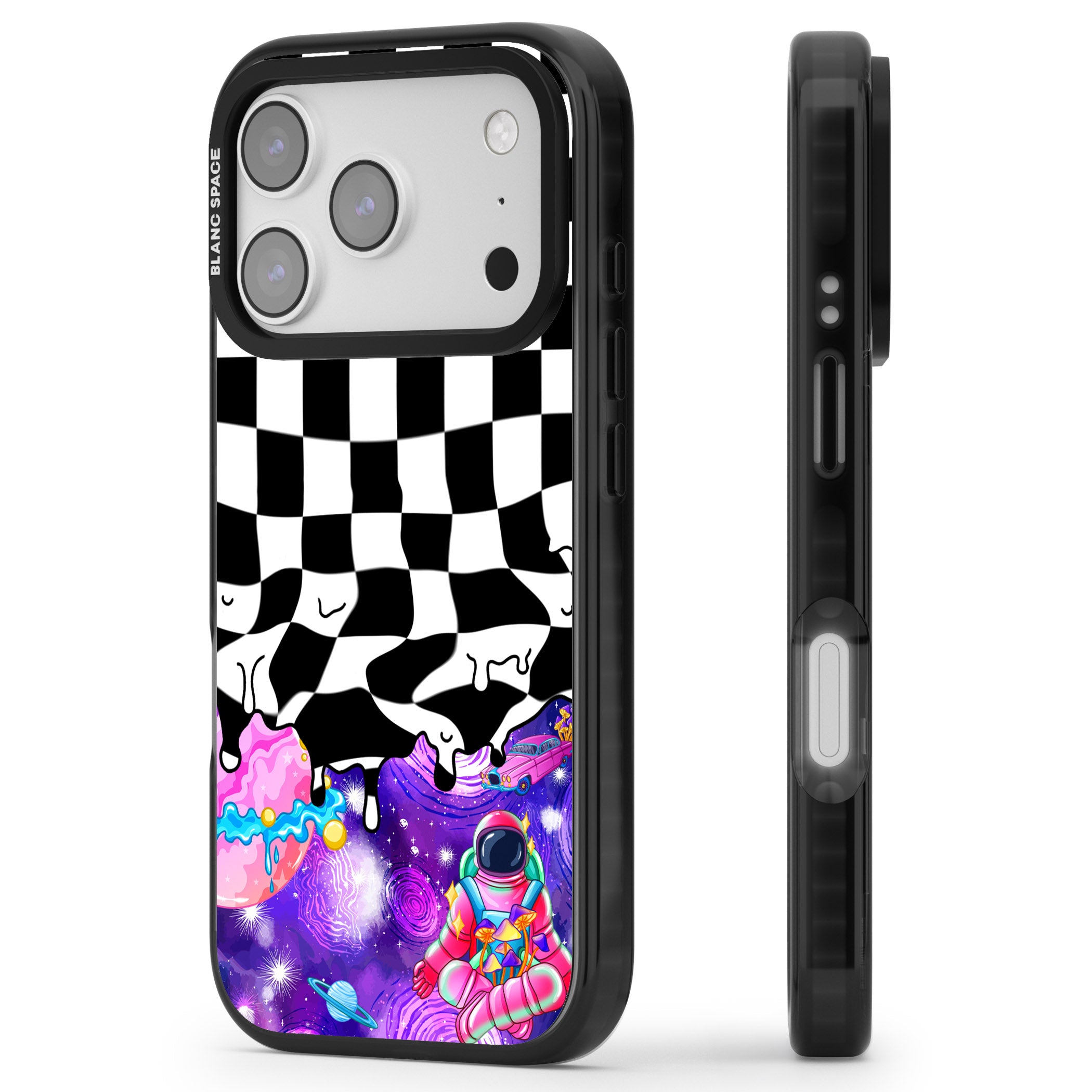 Washed Out iPhone 17 Pro Max Impact Black Phone Case Side Profile