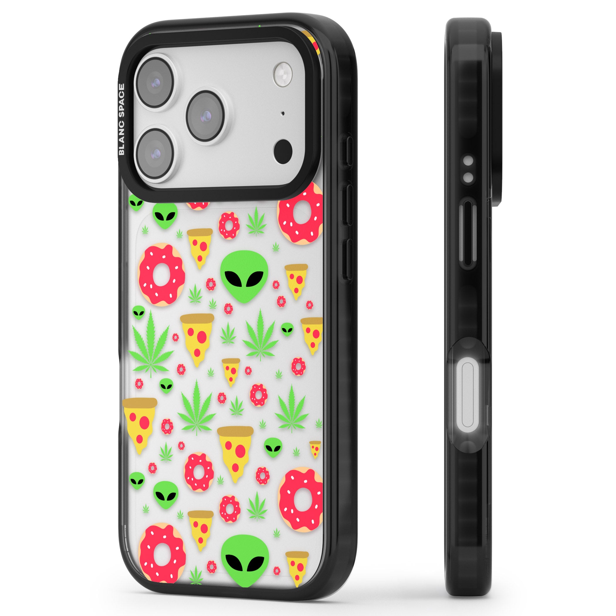 Martians & Munchies iPhone 17 Pro Impact Black Phone Case Side Profile