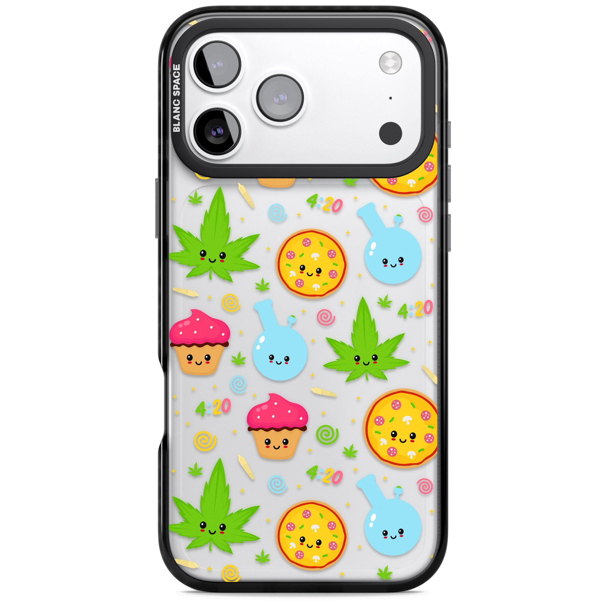 Kawaii Weed Pattern iPhone 17 Pro Max Impact Black Phone Case