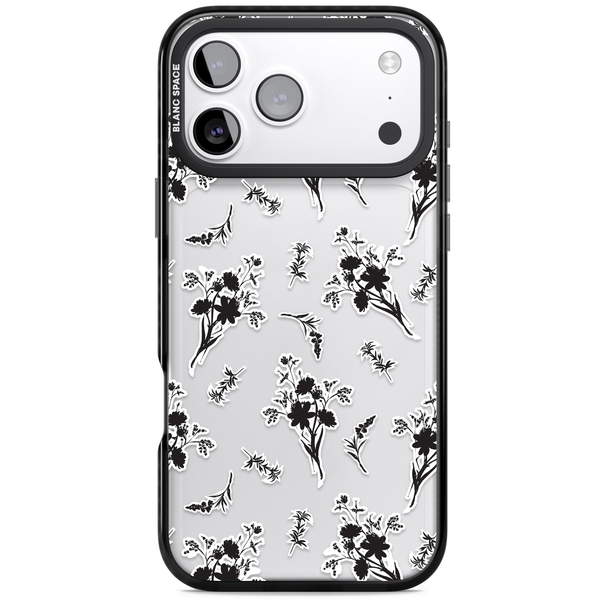 Black Sticker Wildflowers iPhone 17 Pro Max Impact Black Phone Case