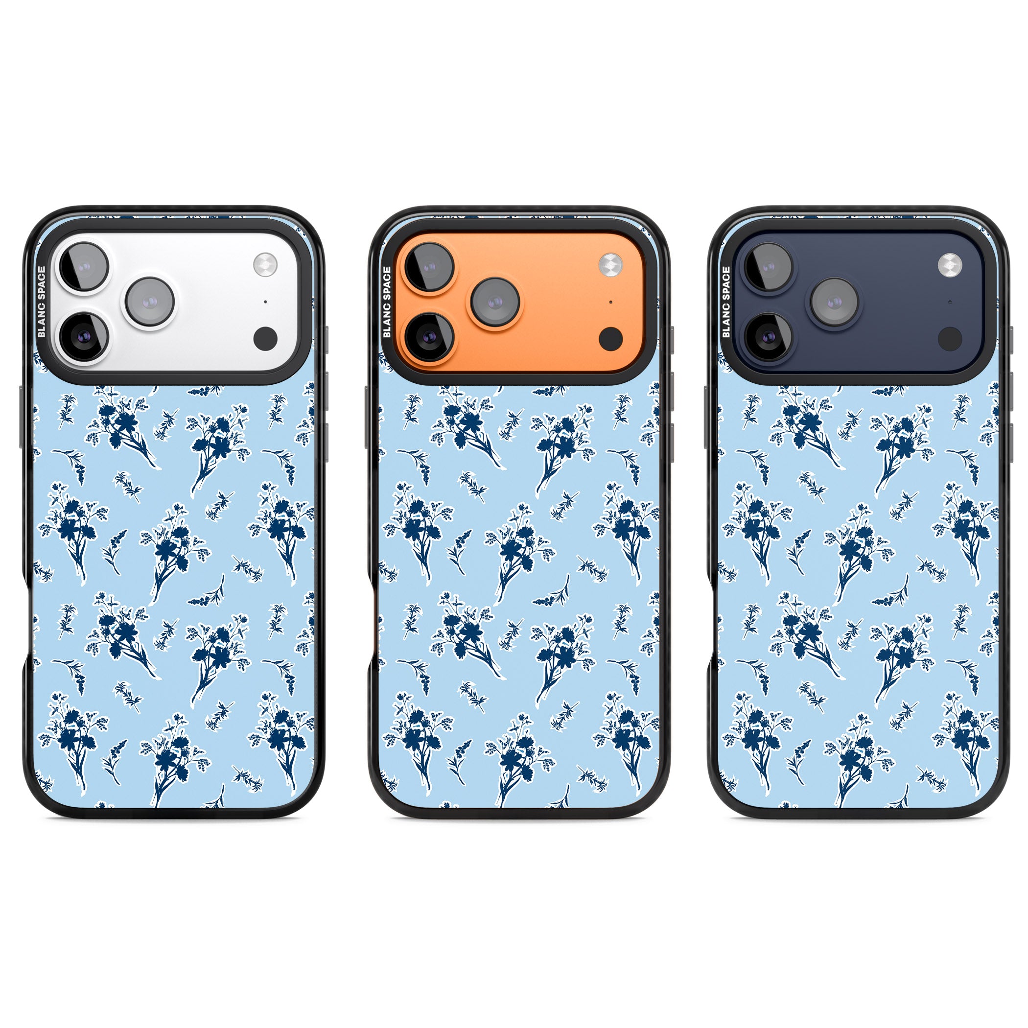 Blue Sticker Wildflowers iPhone 17 Pro Impact Black Phone Case APT Impact Protection