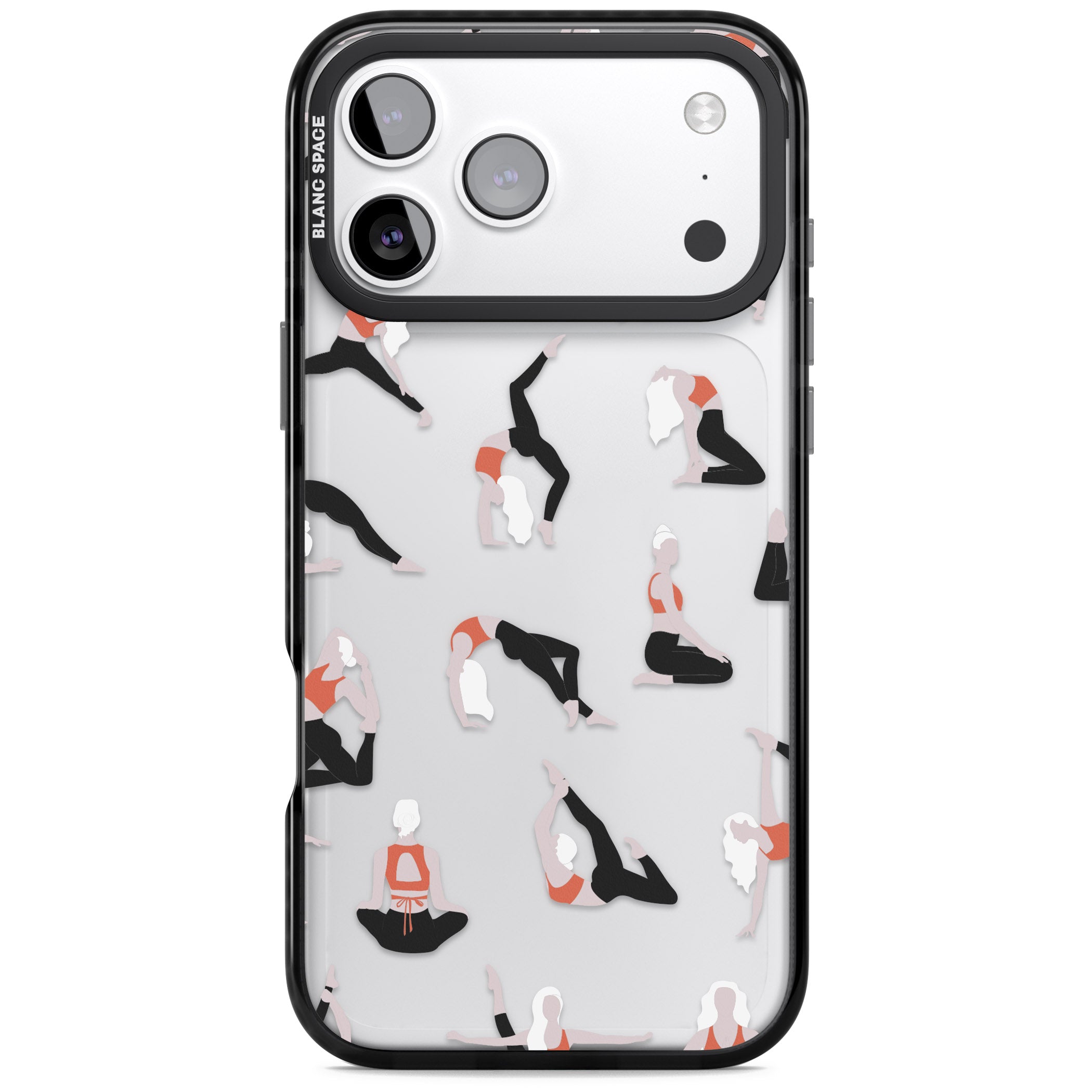 Yoga Poses Clear iPhone 17 Pro Impact Black Phone Case