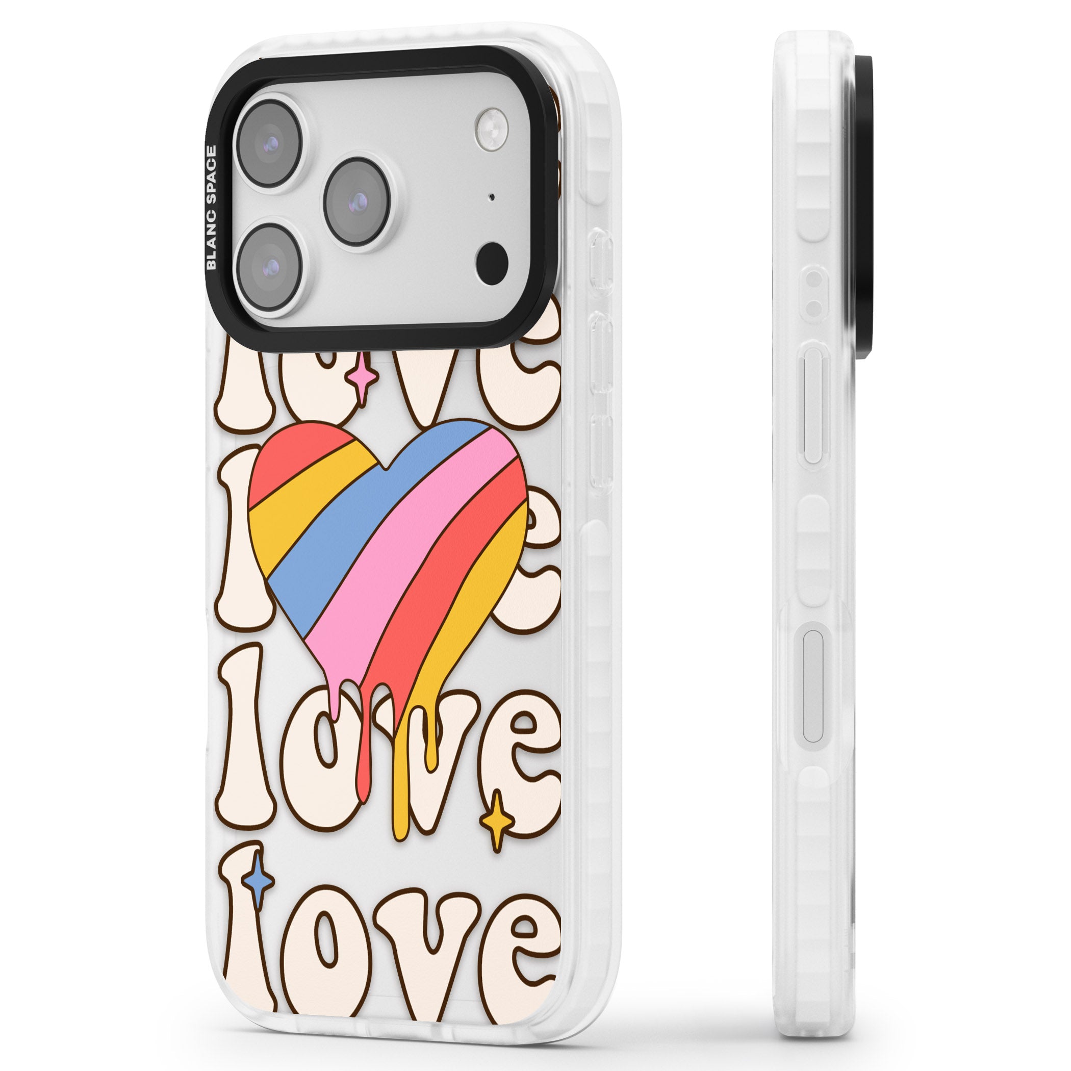 Groovy Love iPhone 17 Pro Impact Clear Phone Case Side Profile