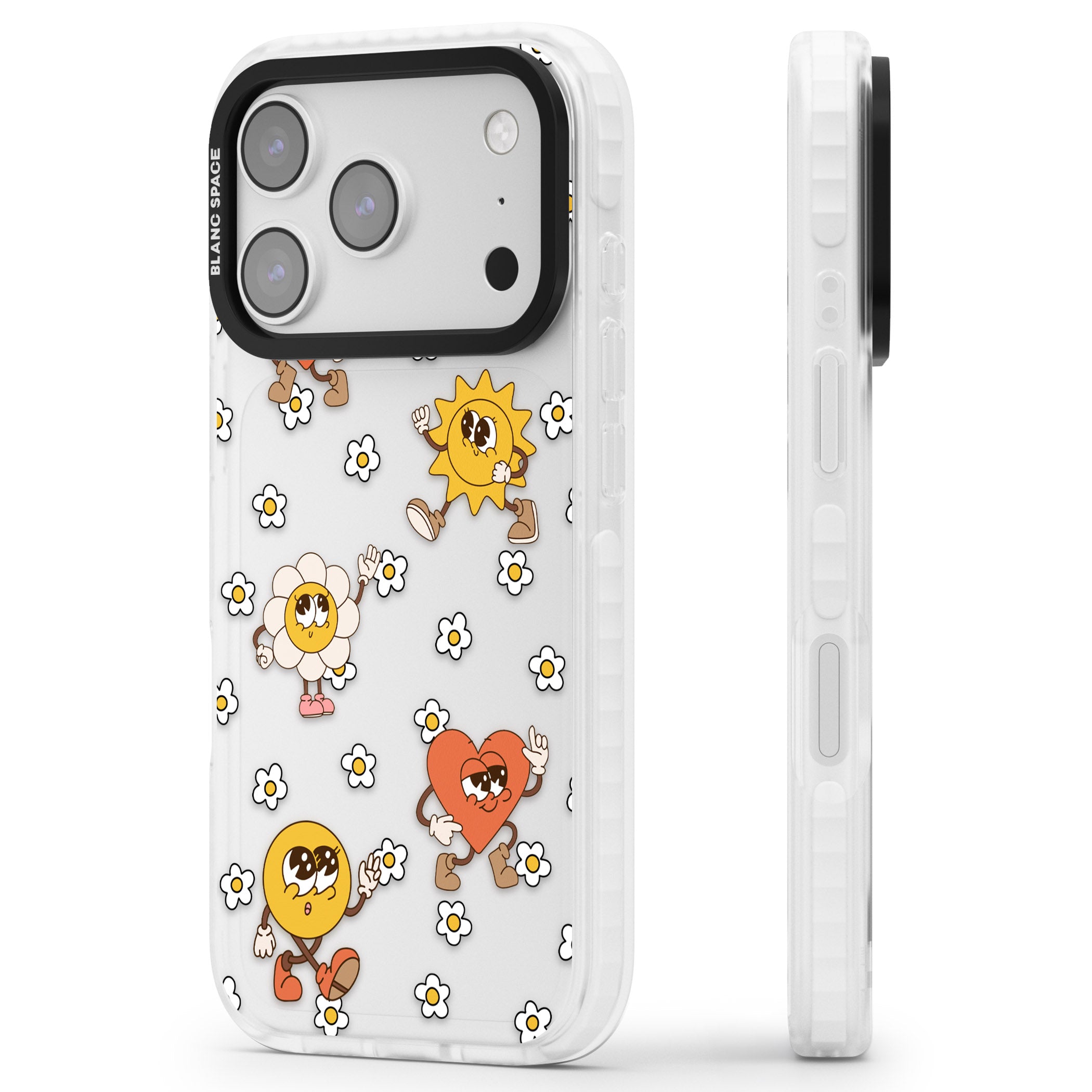 Daisies & Friends iPhone 17 Pro Impact Clear Phone Case Side Profile