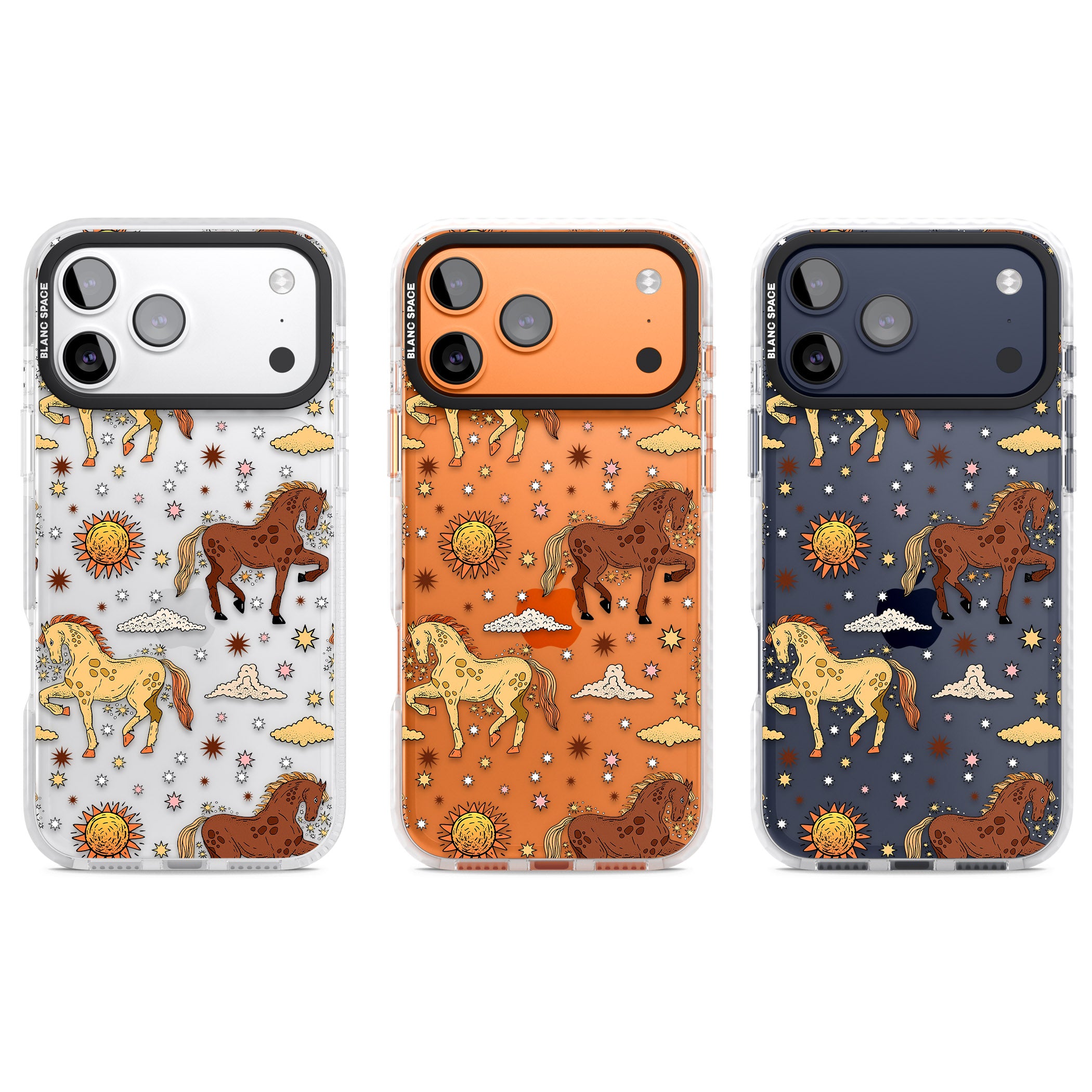 Boho Celestial Wild Horses iPhone 17 Pro Impact Clear Phone Case APT Impact Protection