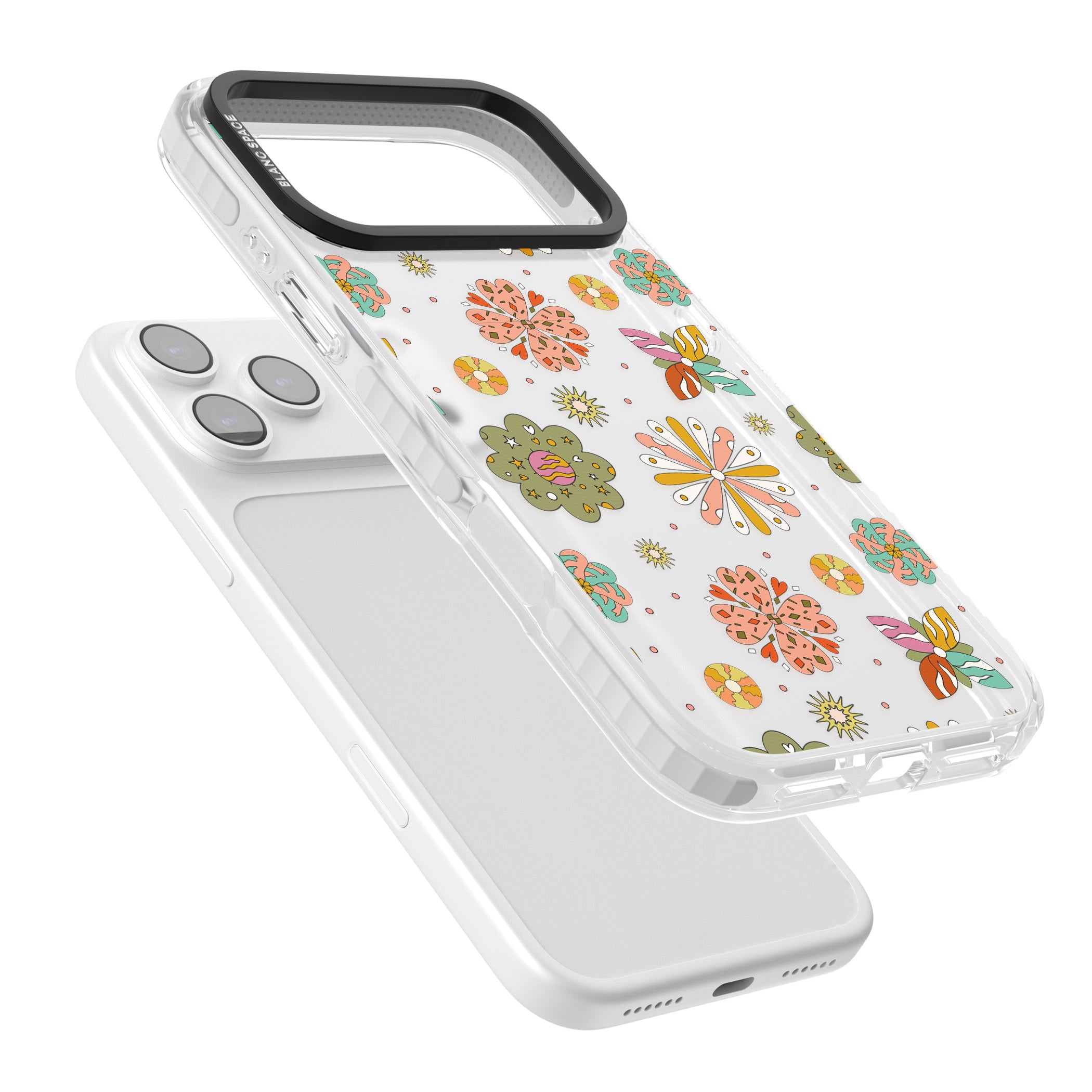 Boho Celestial Psychedelic Floral iPhone 17 Pro Impact Clear Phone Case Colours