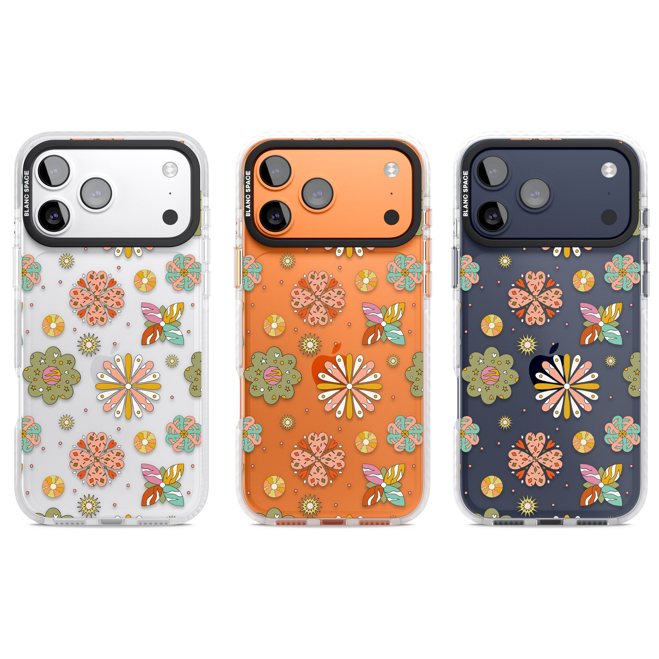 Boho Celestial Psychedelic Floral iPhone 17 Pro Impact Clear Phone Case APT Impact Protection