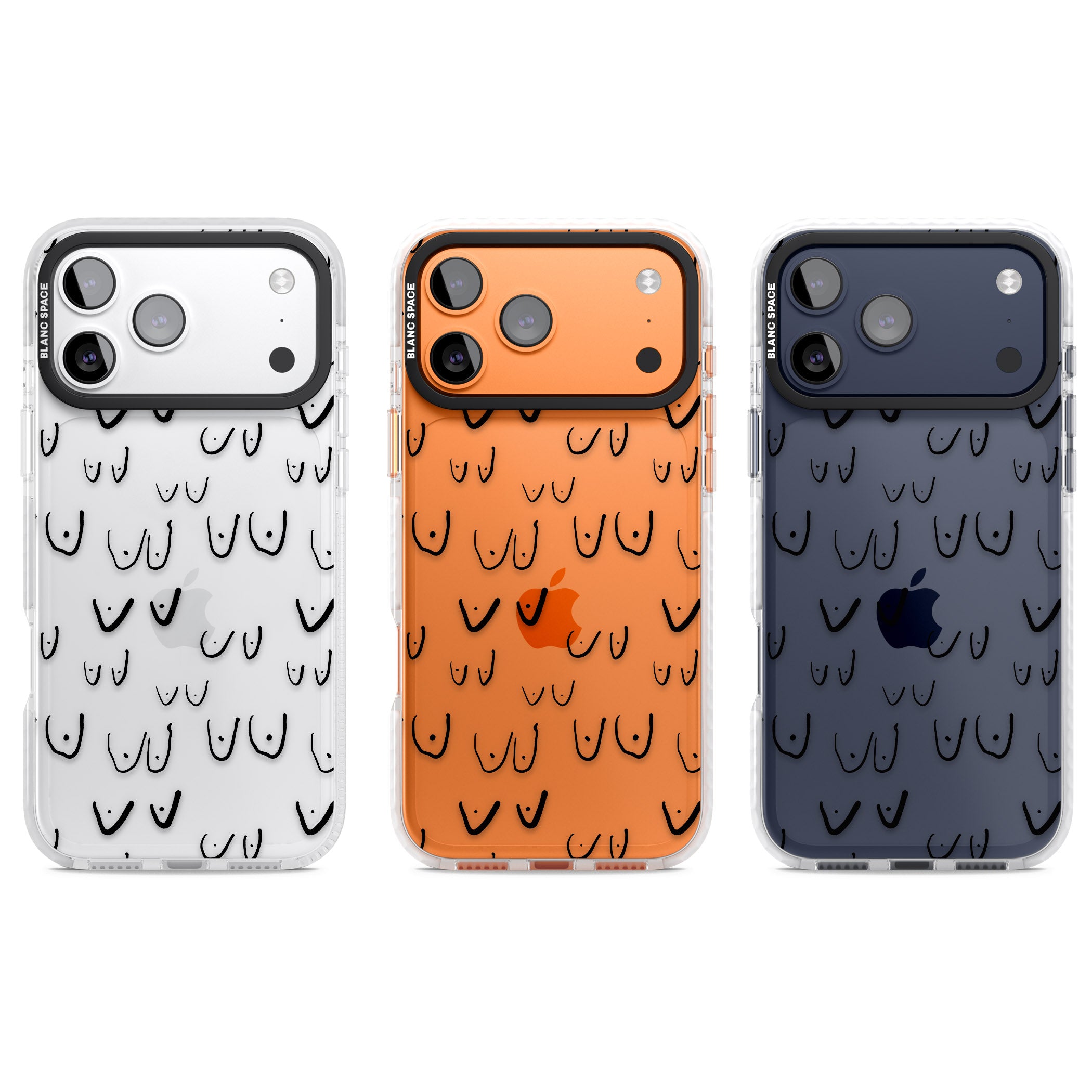 Boob Pattern (Black) iPhone 17 Pro Impact Clear Phone Case APT Impact Protection