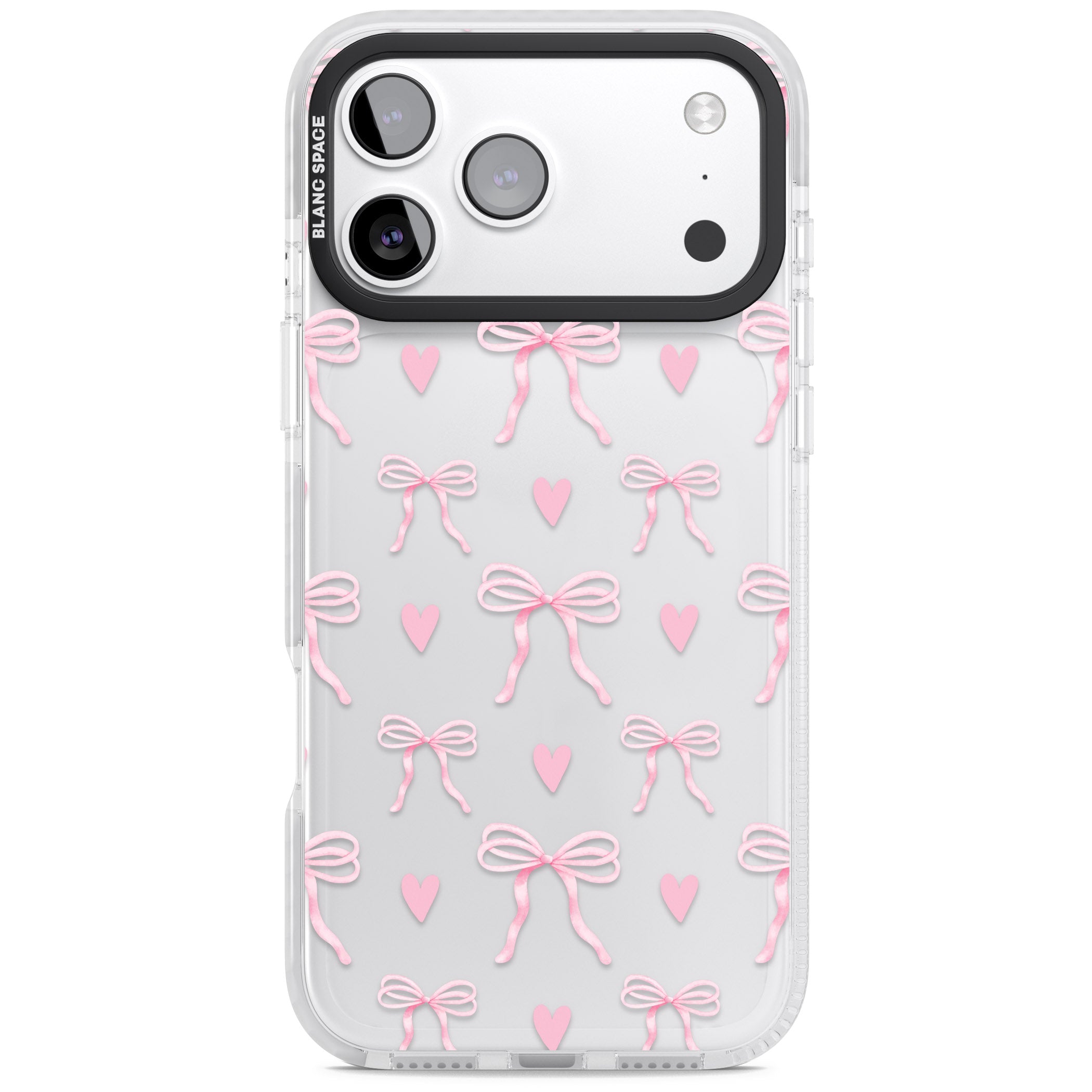 Pink Bows & Hearts iPhone 17 Pro Max Impact Clear Phone Case