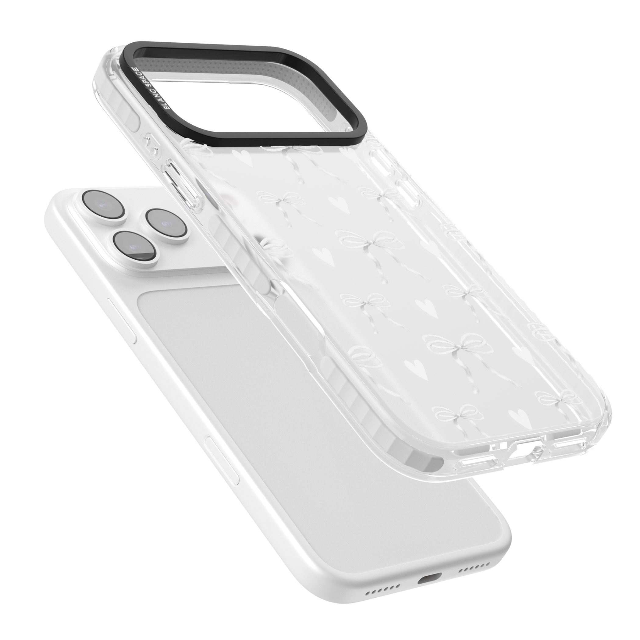 White Bows & Hearts iPhone 17 Pro Max Impact Clear Phone Case Colours