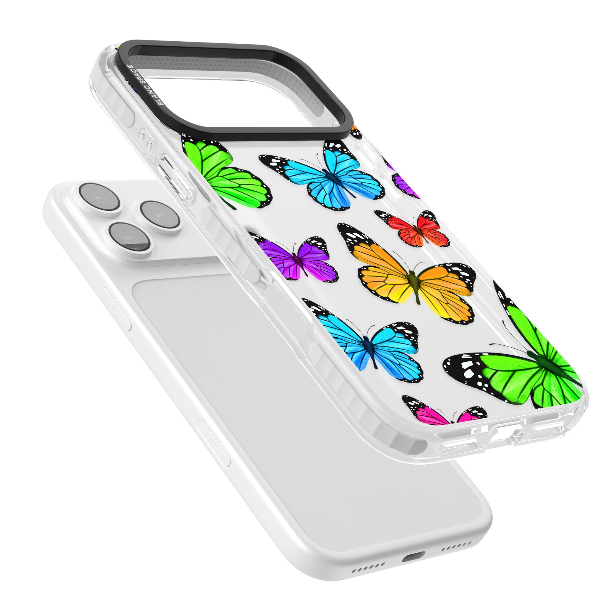 Vibrant Butterflies iPhone 17 Pro Impact Clear Phone Case Colours
