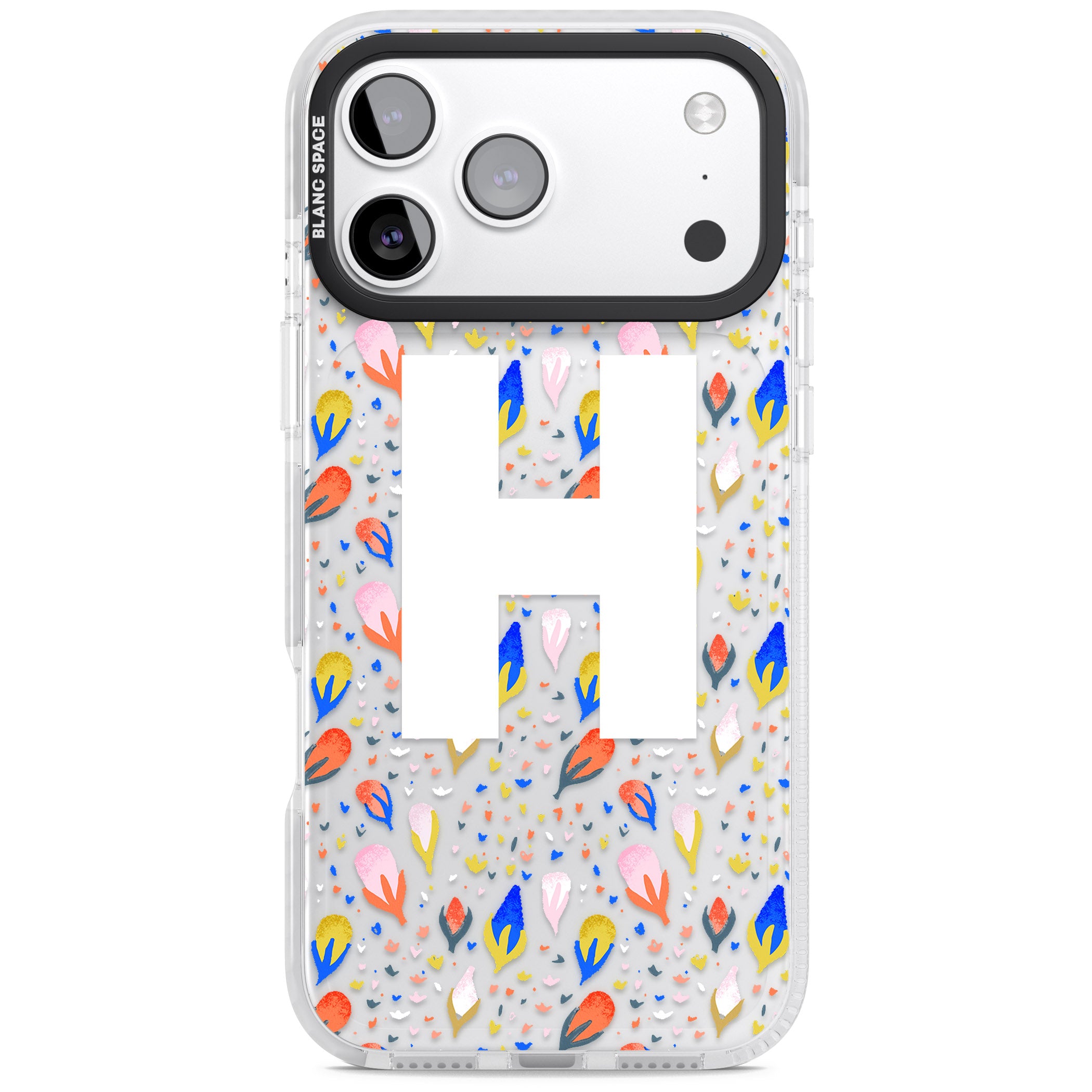 Personalised Abstract Floral Initial iPhone 17 Pro Impact Clear Phone Case