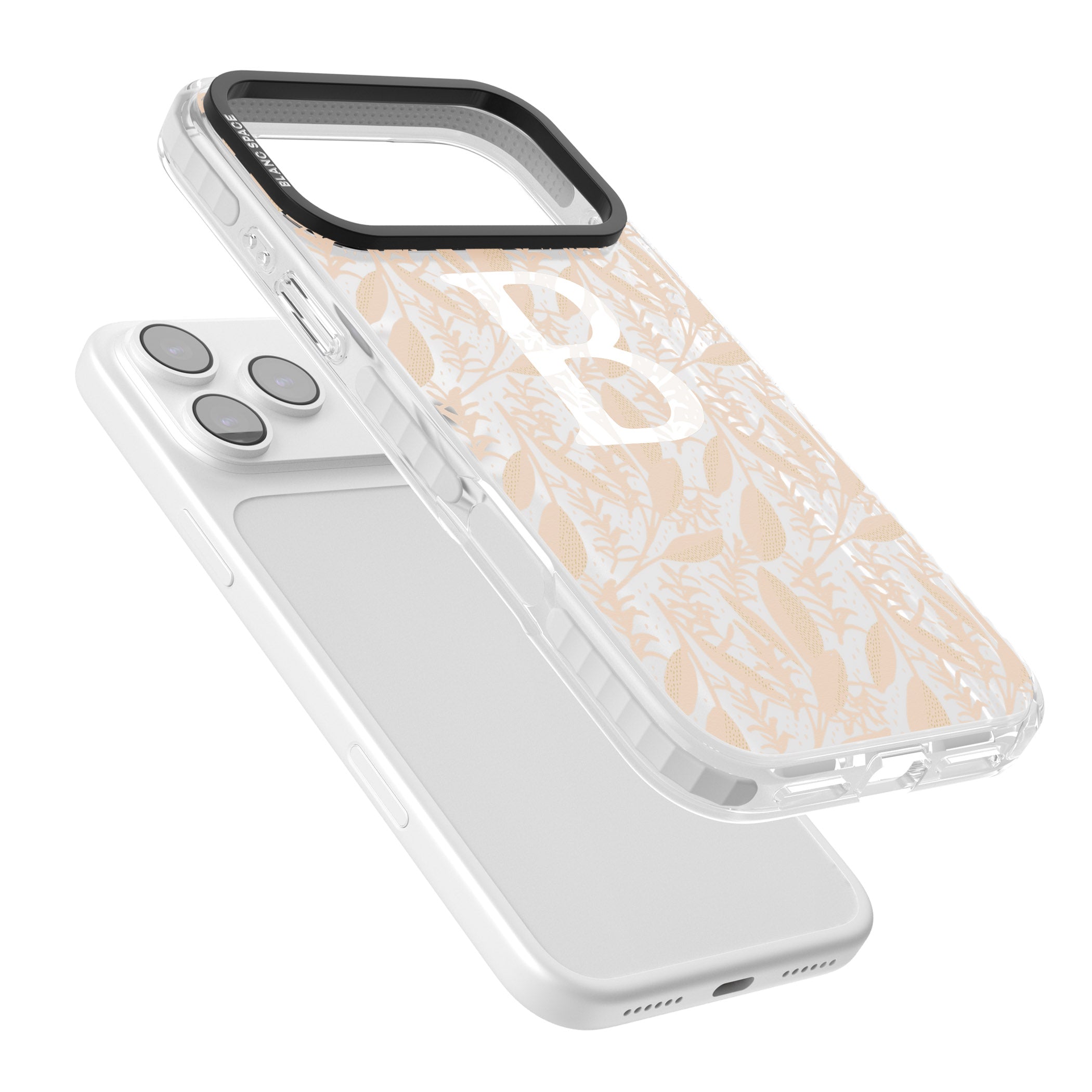 Personalised Monogram Subtle Abstract Floral iPhone 17 Pro Max Impact Clear Phone Case Colours