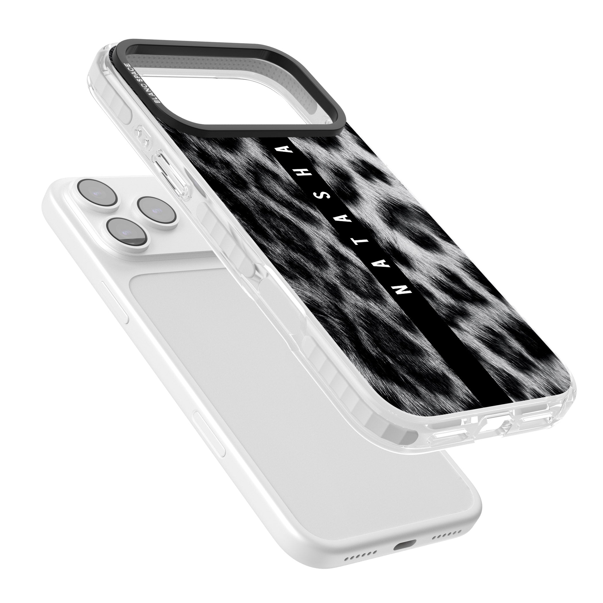 Personalised Snow Leopard Print iPhone 17 Pro Impact Clear Phone Case Colours