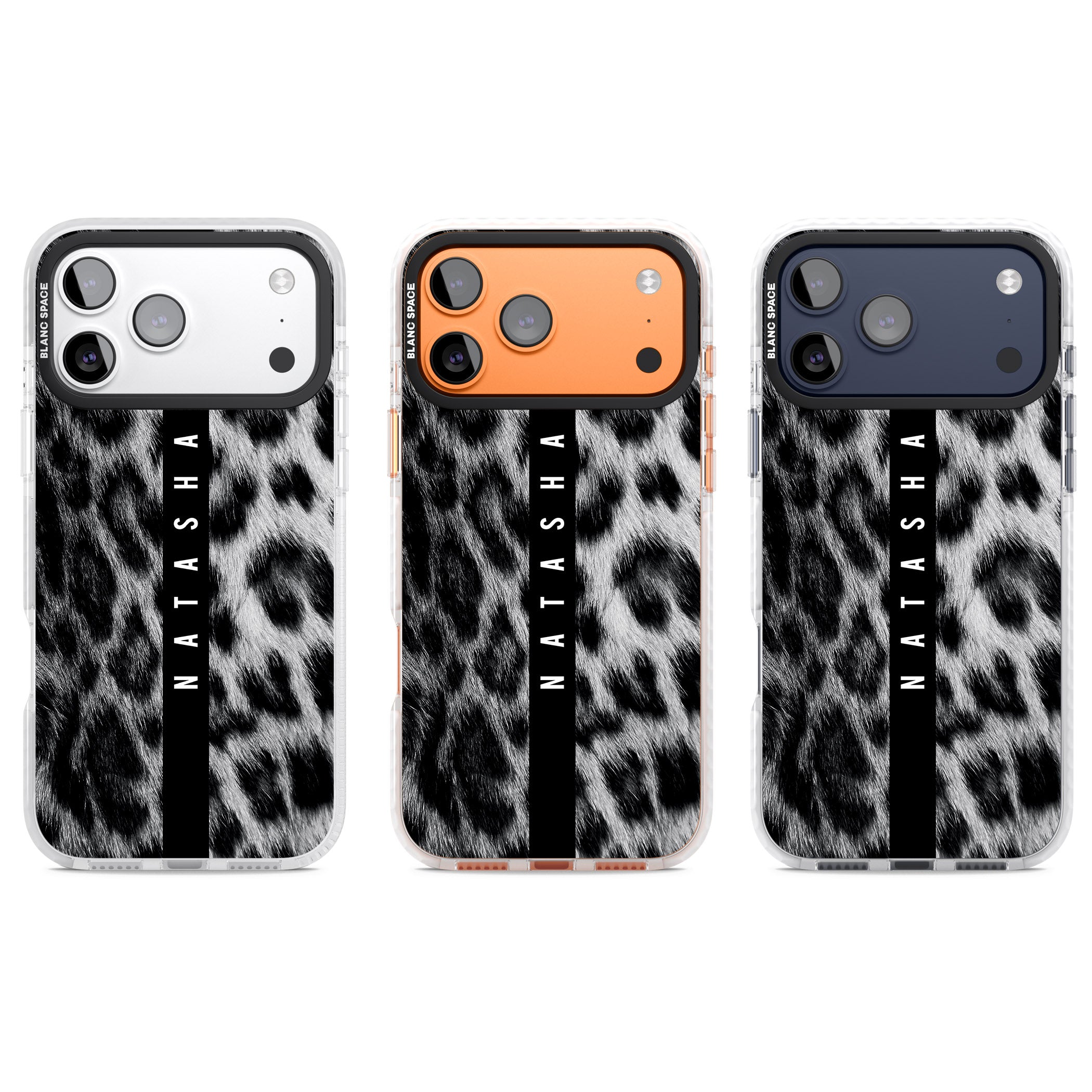 Personalised Snow Leopard Print iPhone 17 Pro Impact Clear Phone Case APT Impact Protection