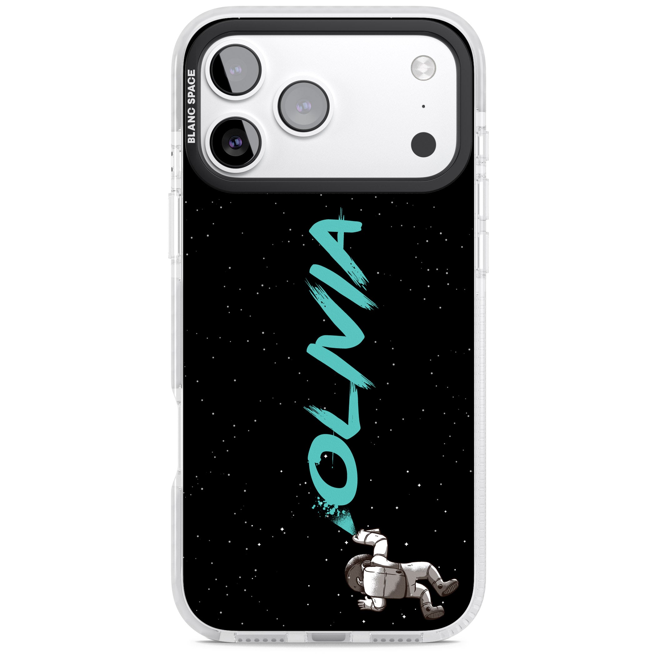 Personalised Astronaut Graffiti iPhone 17 Pro Impact Clear Phone Case