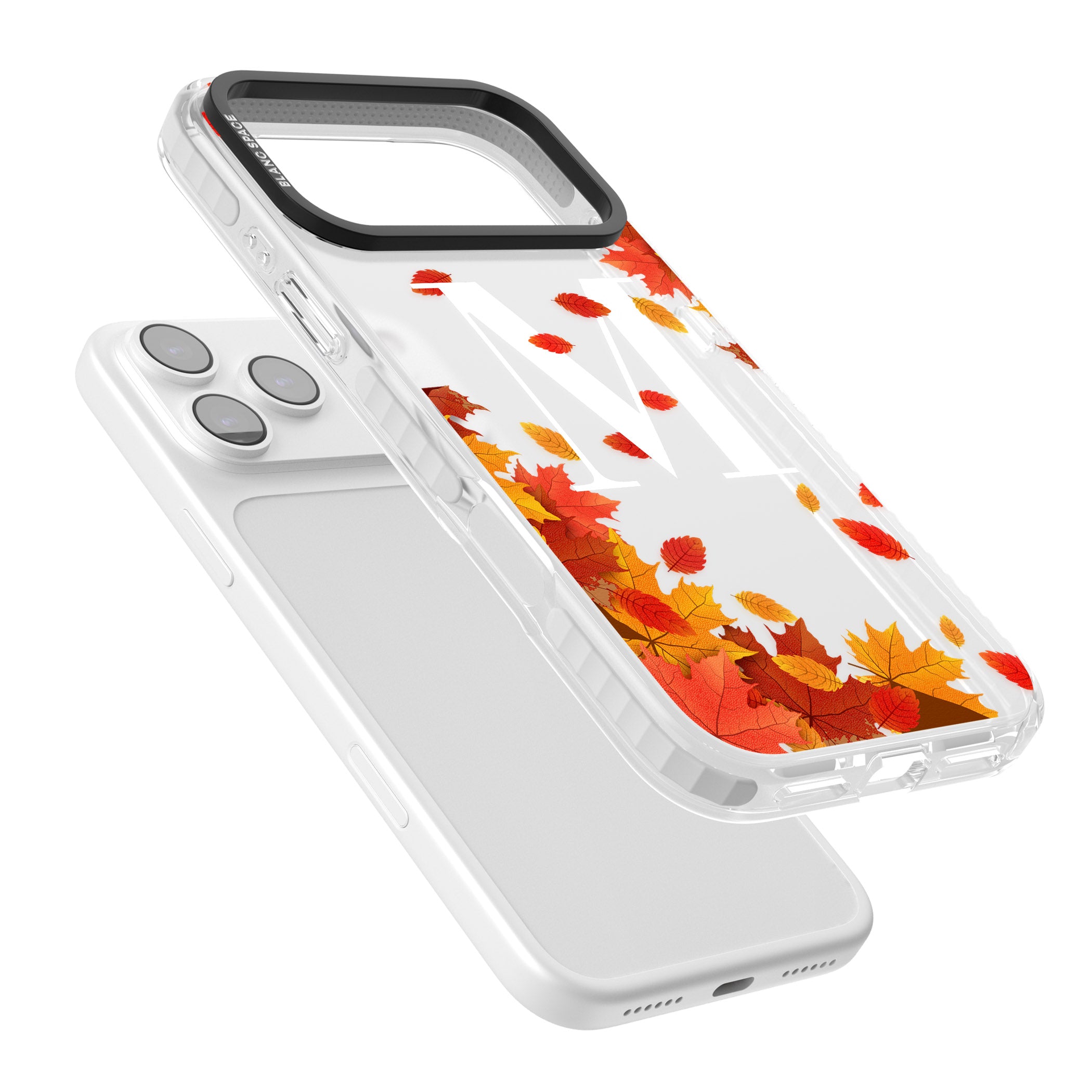 Personalised Autumn Leaves Monogram iPhone 17 Pro Impact Clear Phone Case Colours