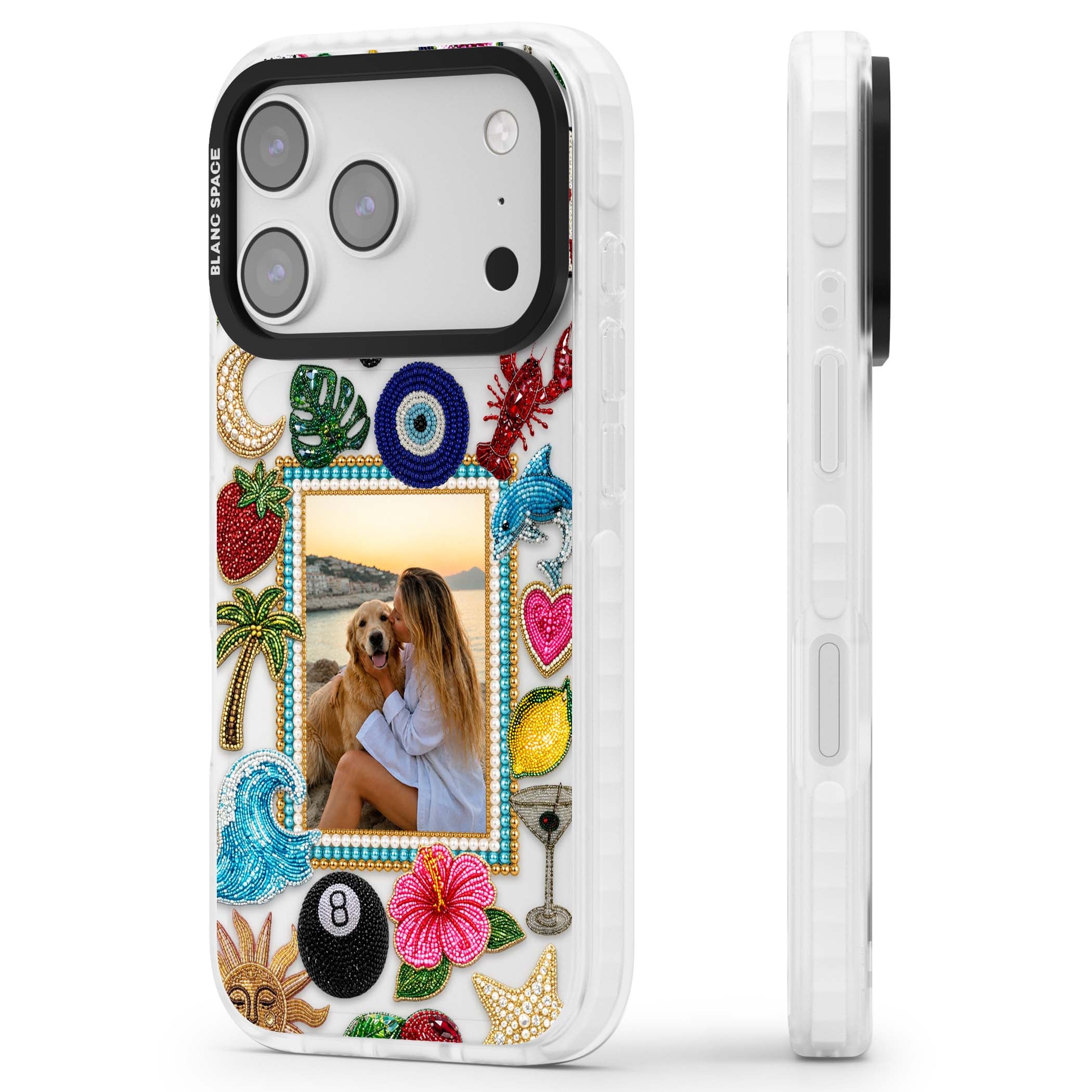 Beaded Photo coastal iPhone case | Black Impact case for iPhone 17 Pro, iPhone 17 Pro Max