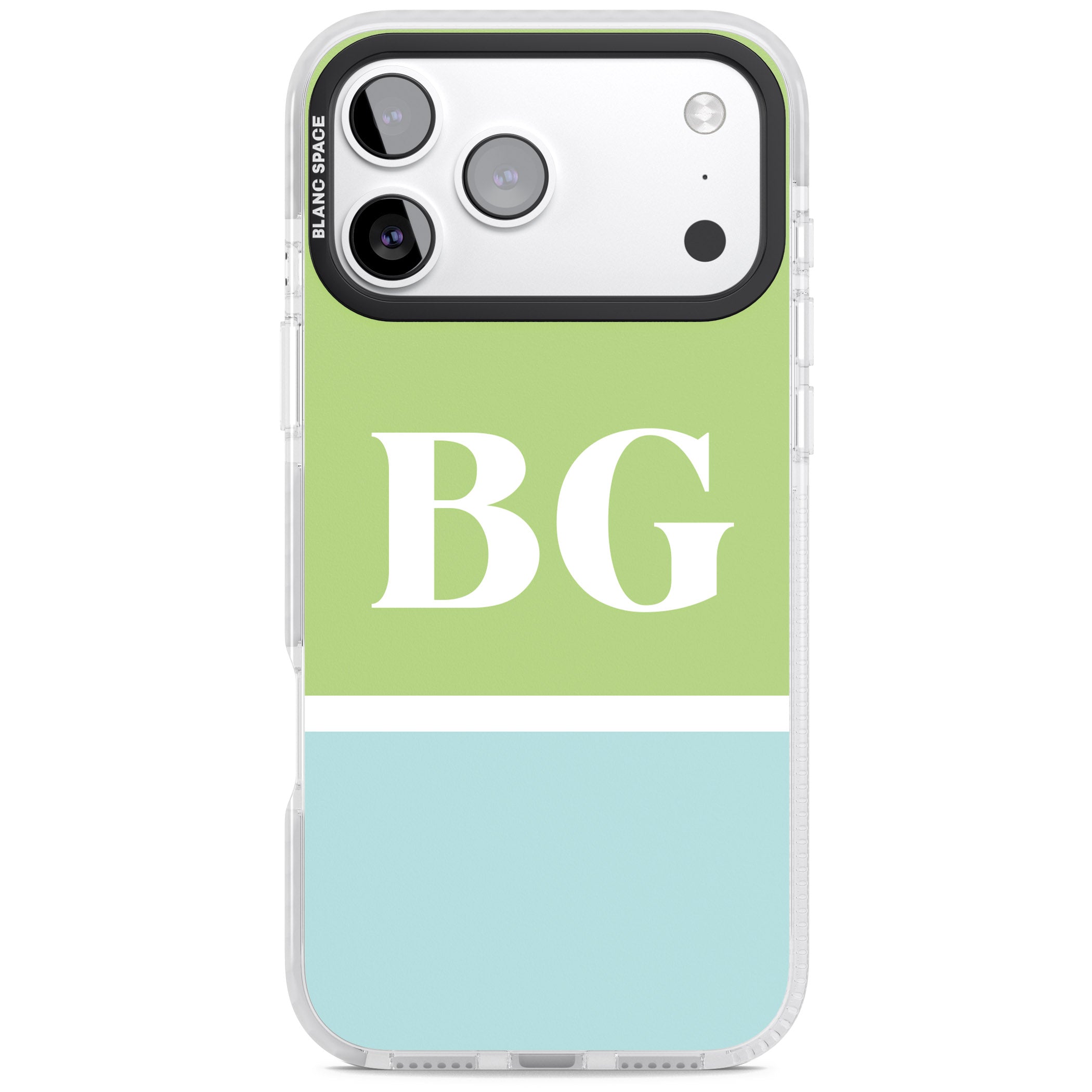 Personalised Colorblock: Green & Turquoise iPhone 17 Pro Max Impact Clear Phone Case