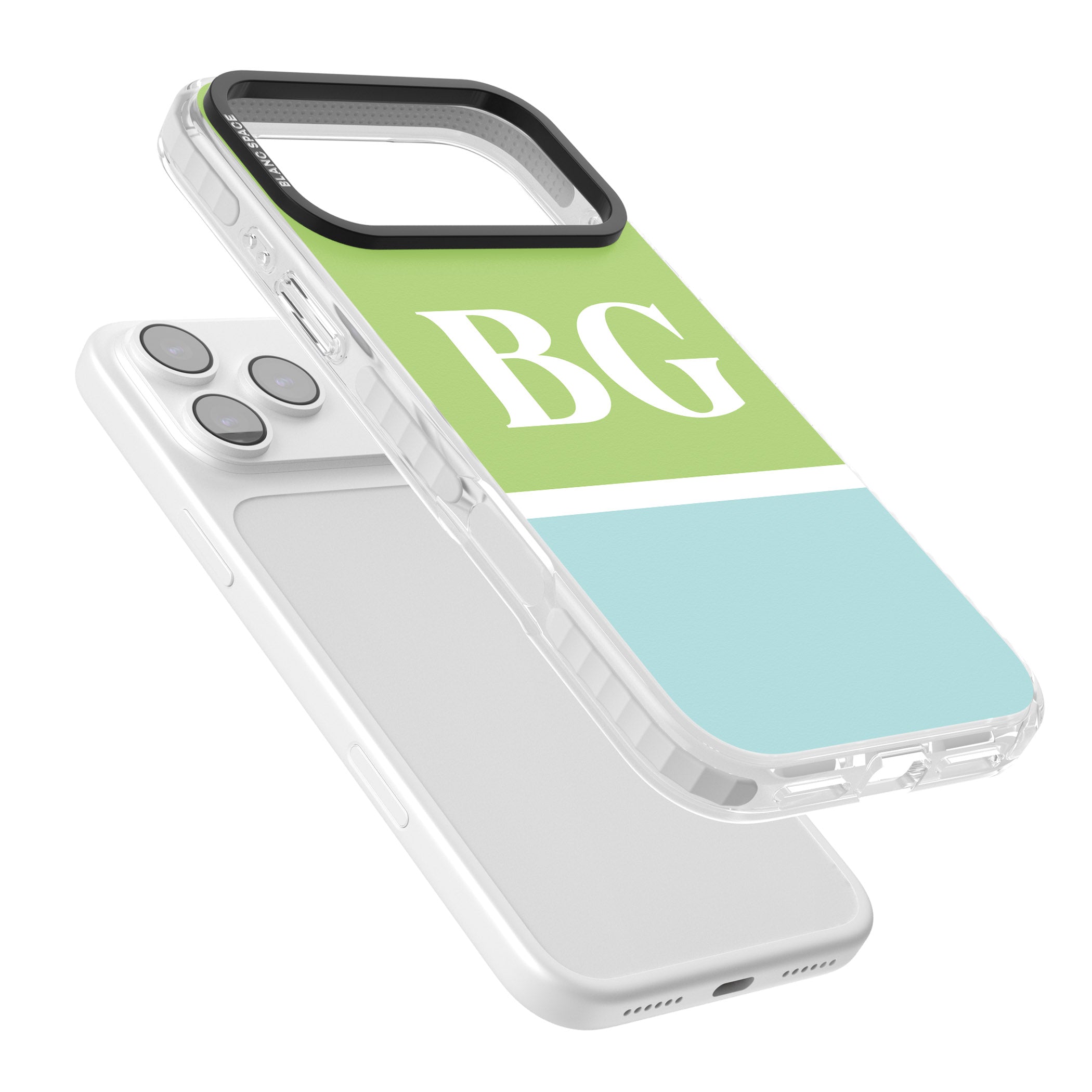 Personalised Colorblock: Green & Turquoise iPhone 17 Pro Impact Clear Phone Case Colours