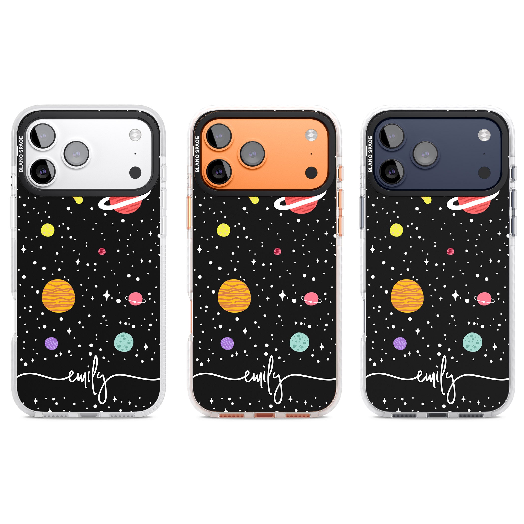 Personalised Cute Cartoon Planet iPhone 17 Pro Impact Clear Phone Case APT Impact Protection