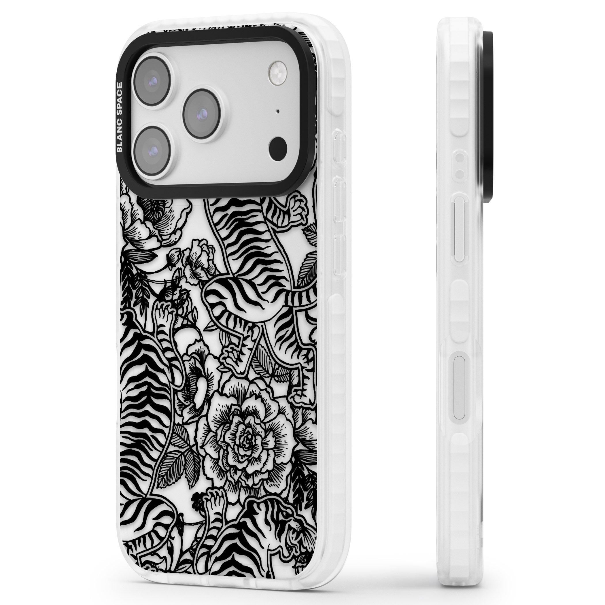 Personalised Chinese Tiger Pattern iPhone 17 Pro Impact Clear Phone Case Side Profile