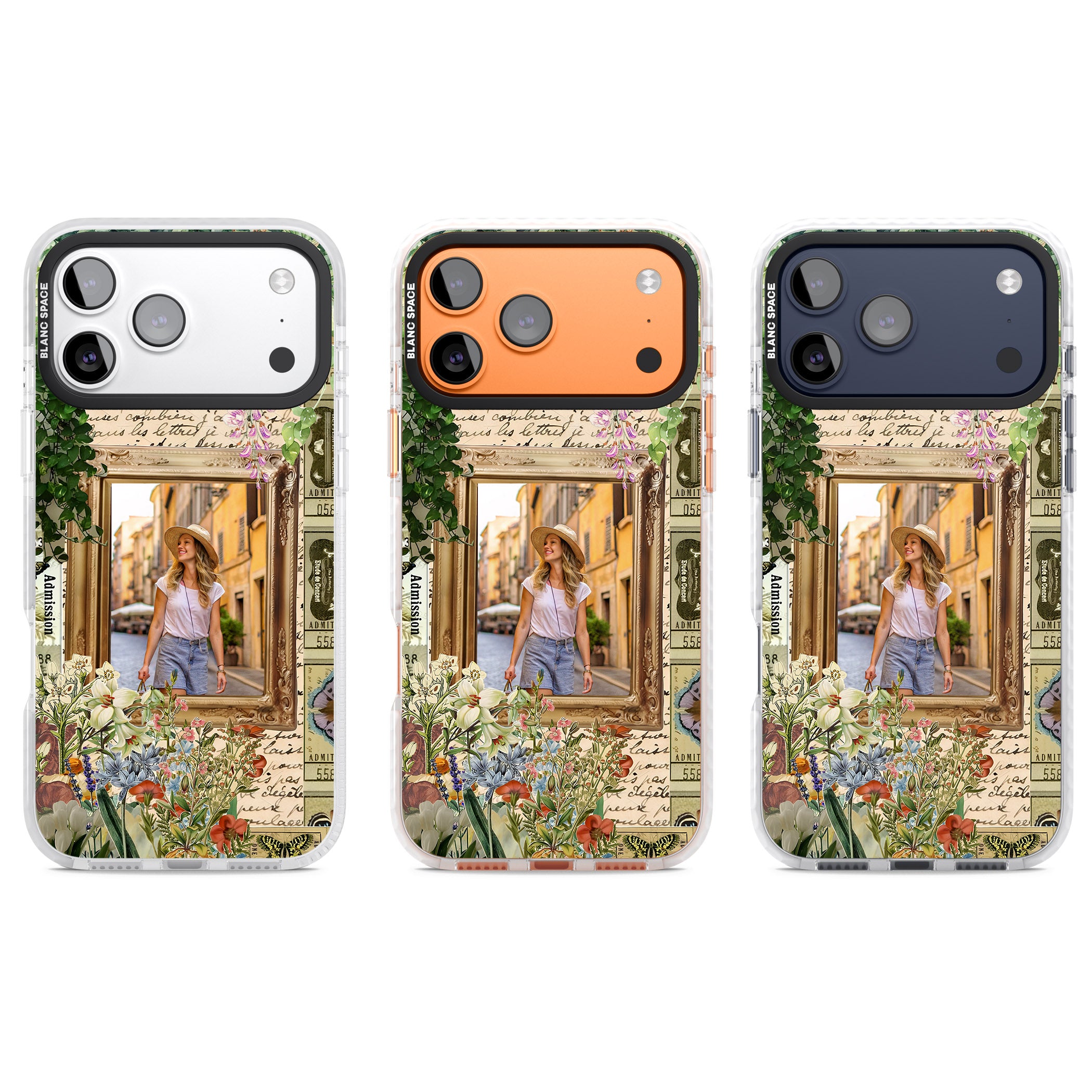 Personalised Tuscan Floral Collage Frame iPhone 17 Pro Impact Clear Phone Case APT Impact Protection