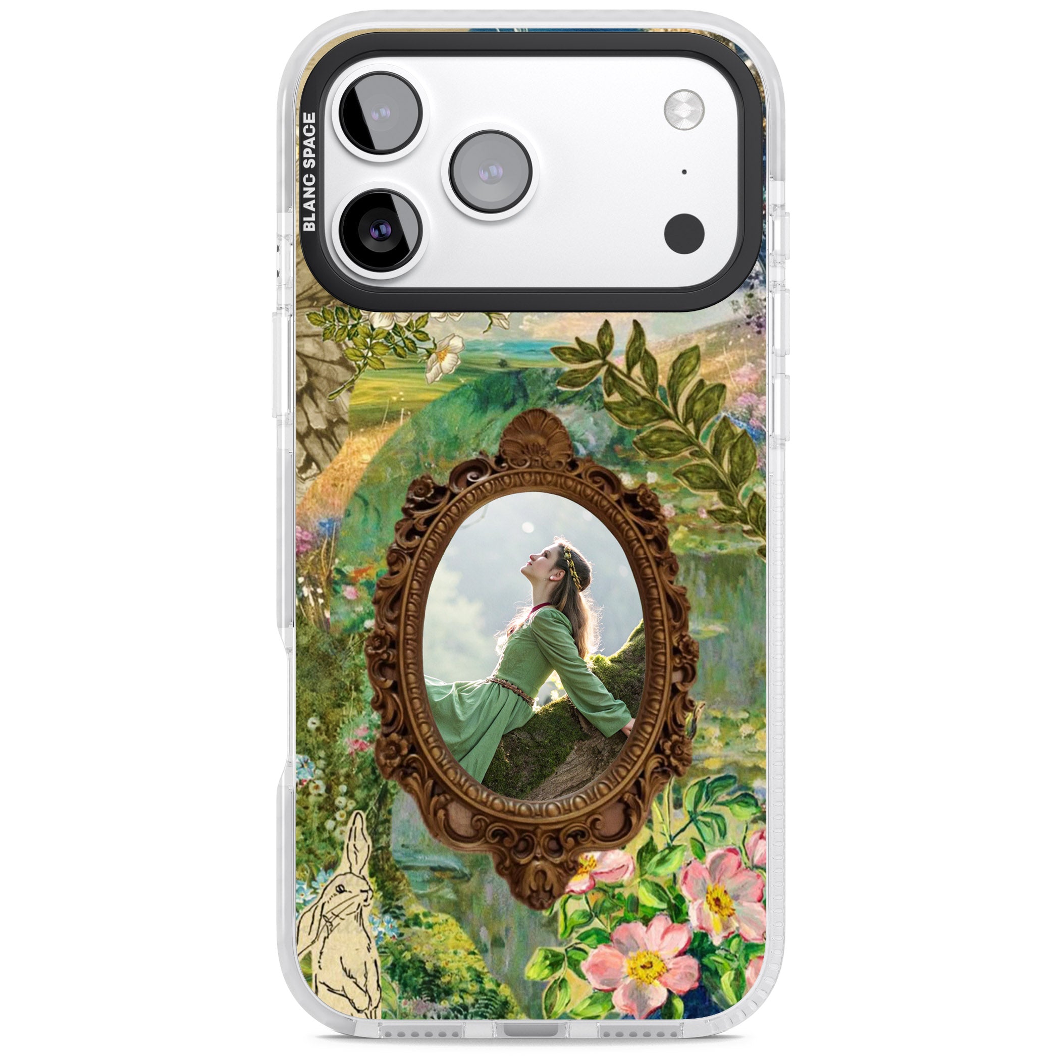 Personalised Meadow Frame iPhone 17 Pro Impact Clear Phone Case