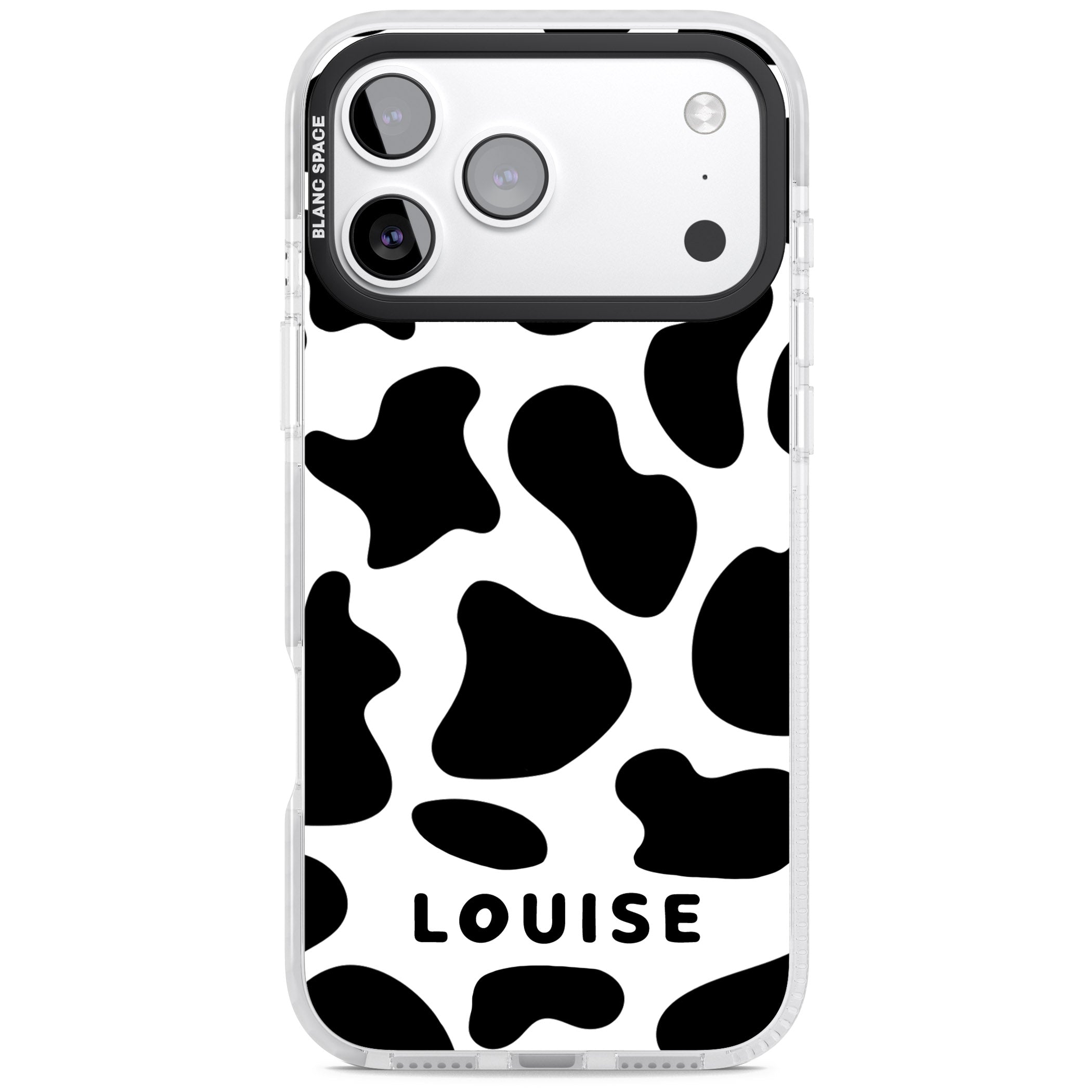Personalised Cow Print iPhone 17 Pro Impact Clear Phone Case