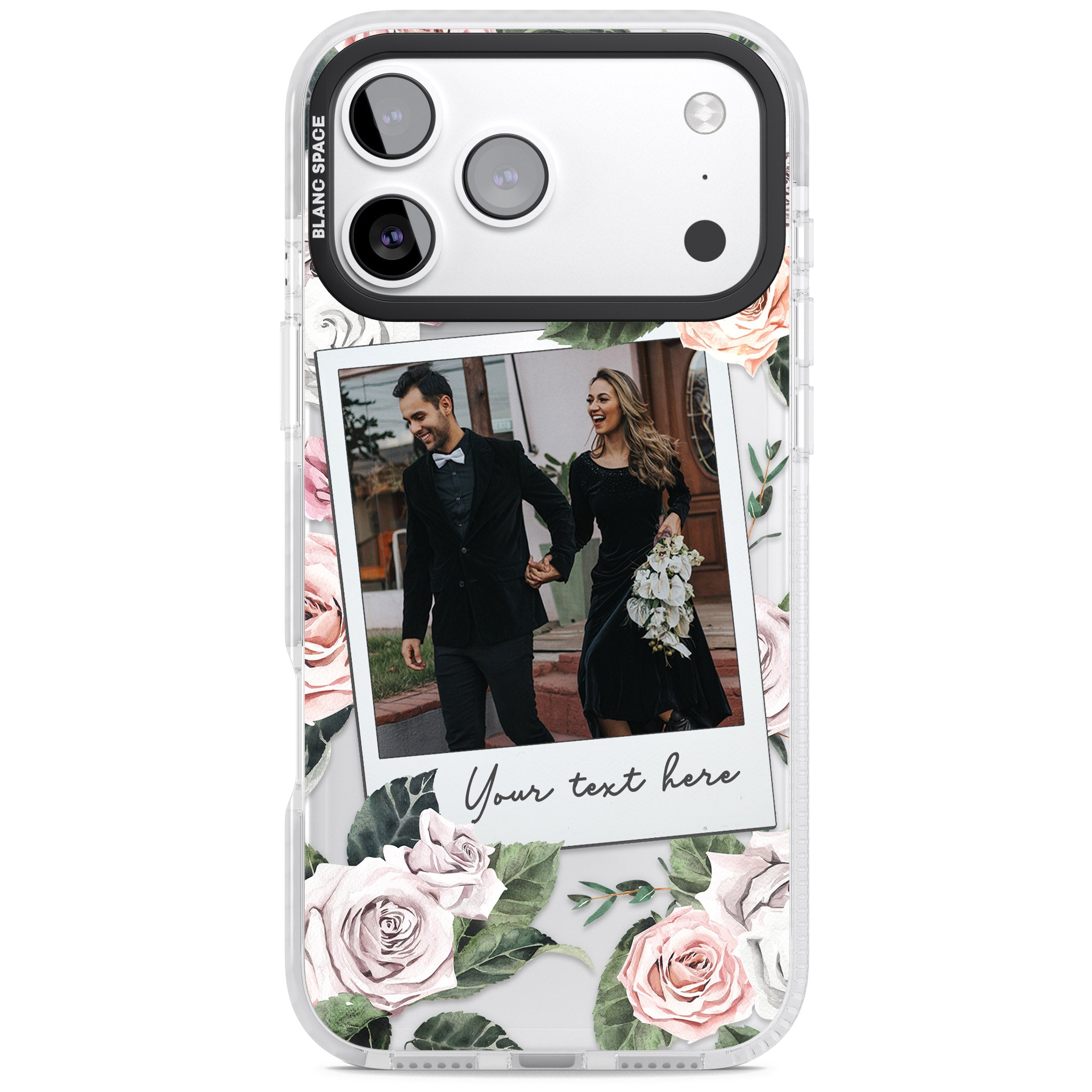 Personalised Floral Instant Camera Photo iPhone 17 Pro Impact Clear Phone Case