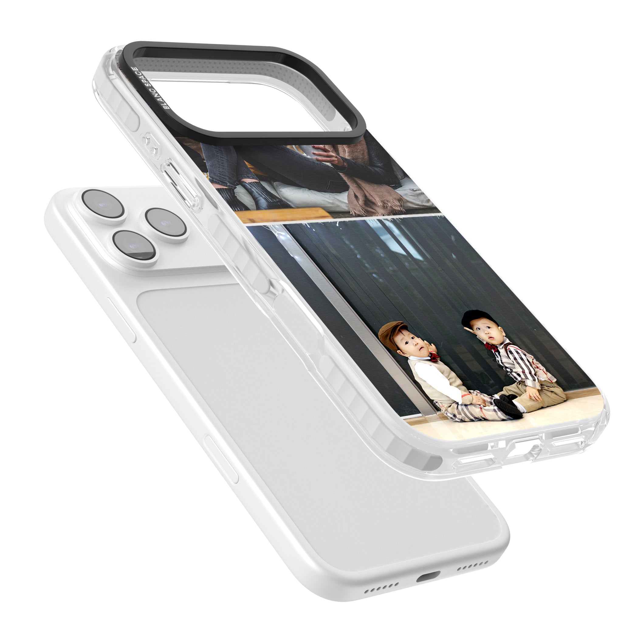 Personalised 2 Photo Grid iPhone 17 Pro Impact Clear Phone Case Colours