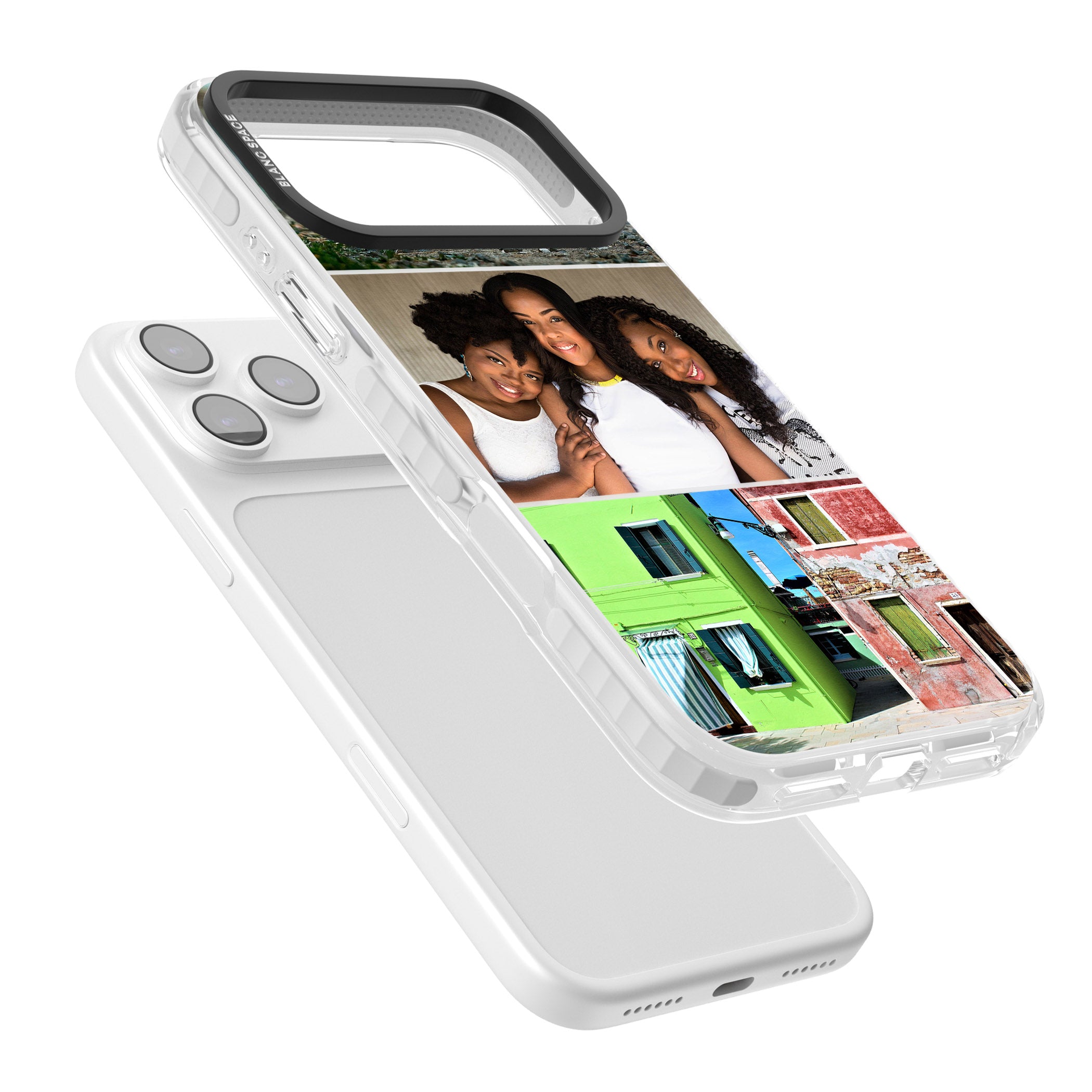 Personalised 3 Photo Grid iPhone 17 Pro Impact Clear Phone Case Colours