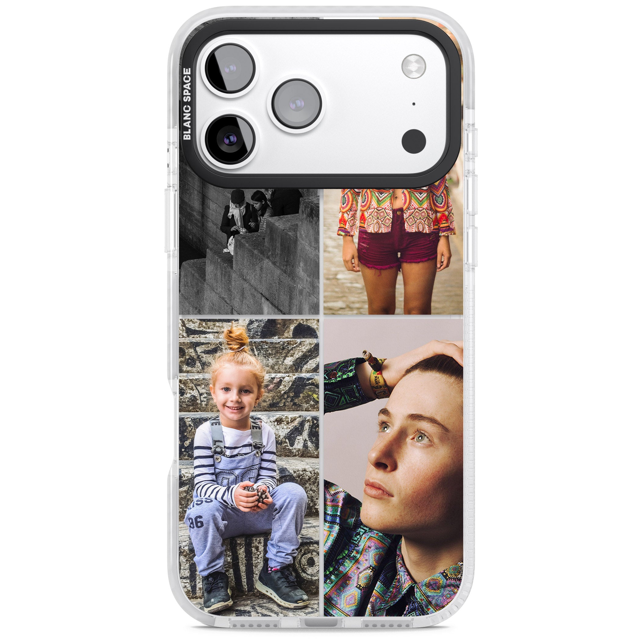 Personalised 4 Photo Grid iPhone 17 Pro Impact Clear Phone Case