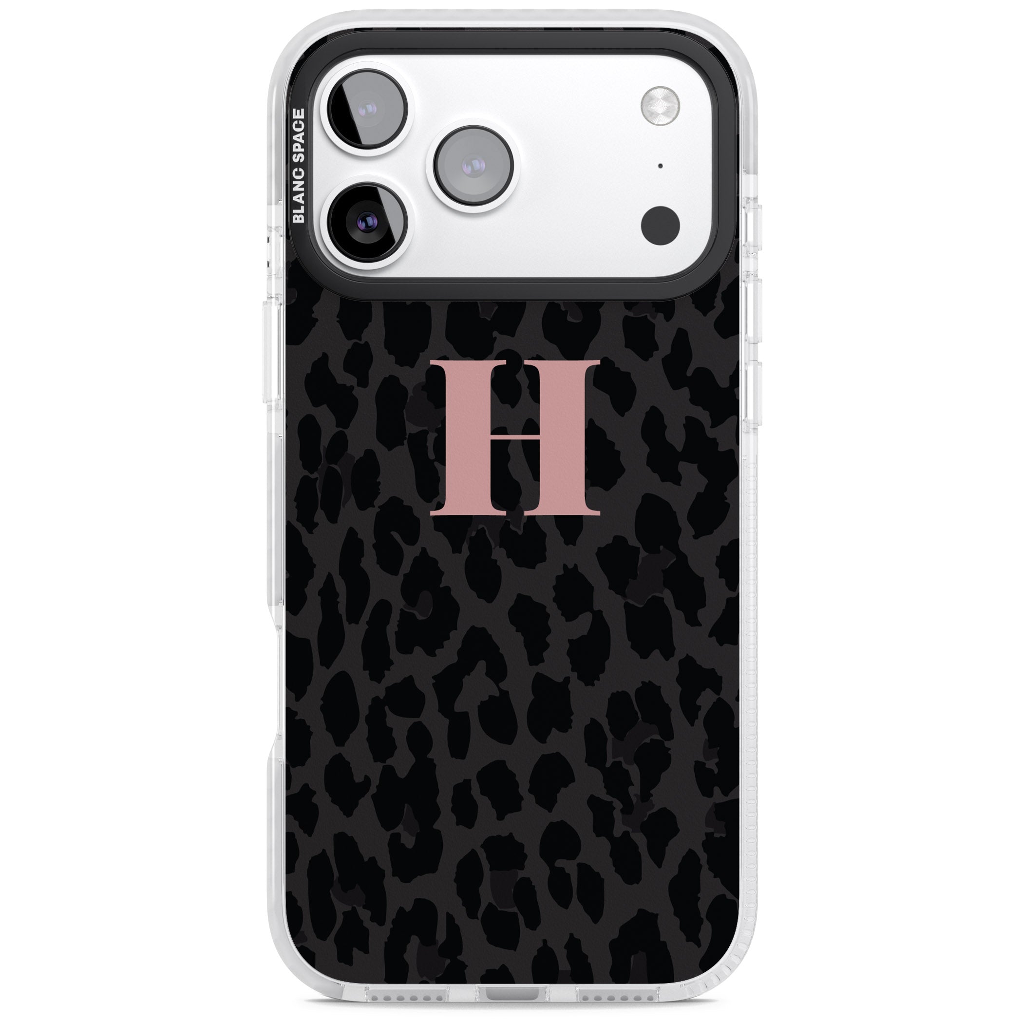 Personalised Pink Leopard Monogram iPhone 17 Pro Impact Clear Phone Case