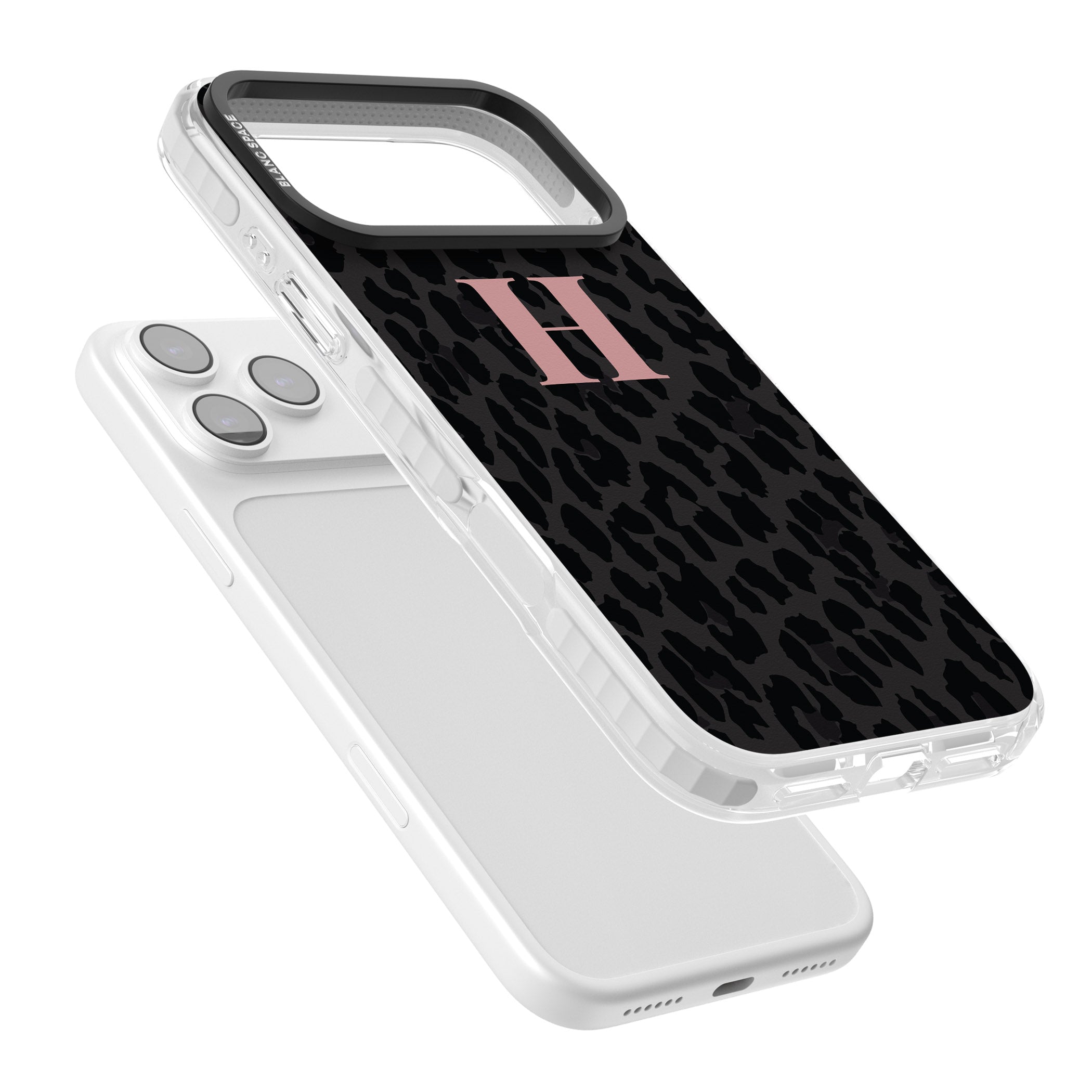 Personalised Pink Leopard Monogram iPhone 17 Pro Impact Clear Phone Case Colours