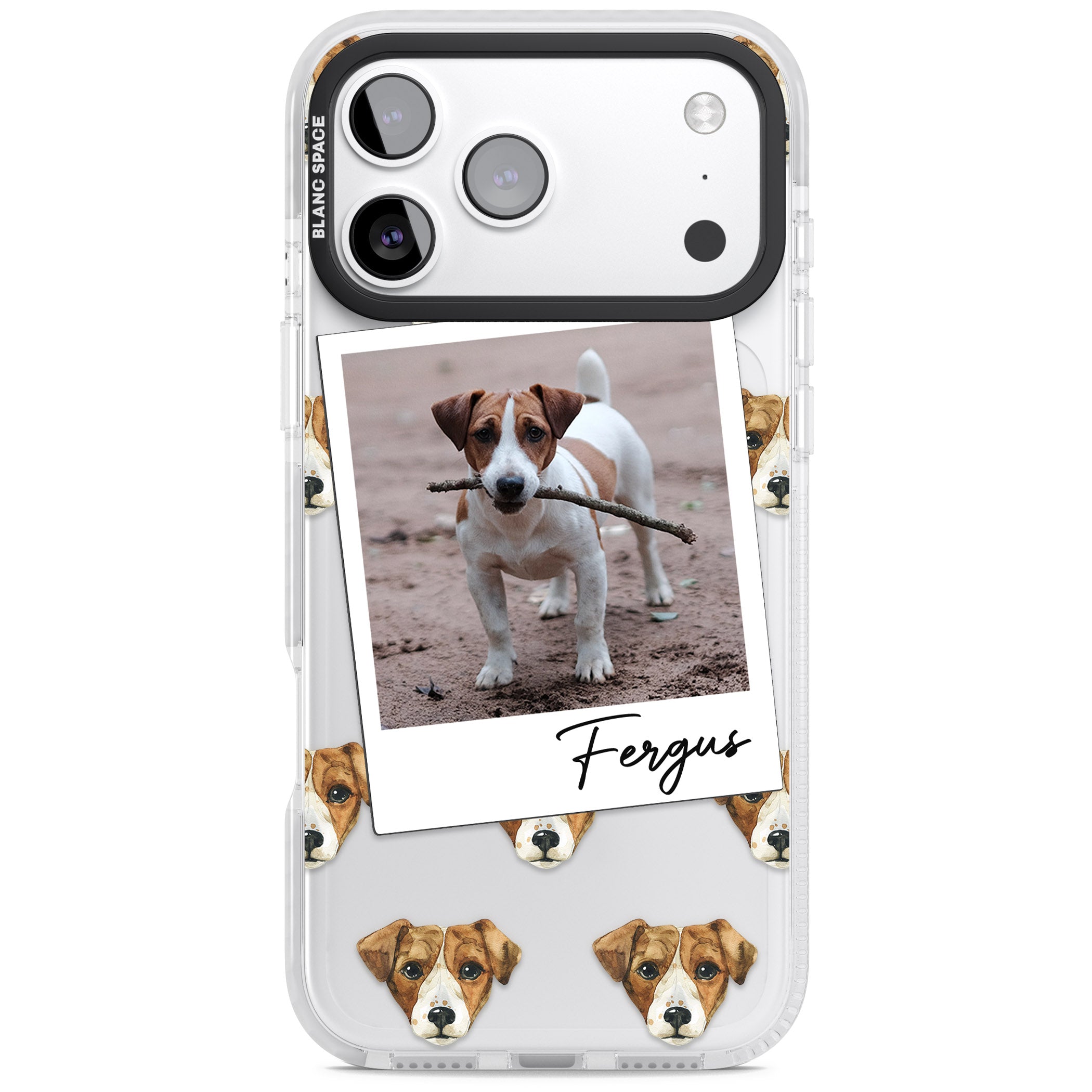 Personalised Jack Russell Instant Camera Photo iPhone 17 Pro Impact Clear Phone Case