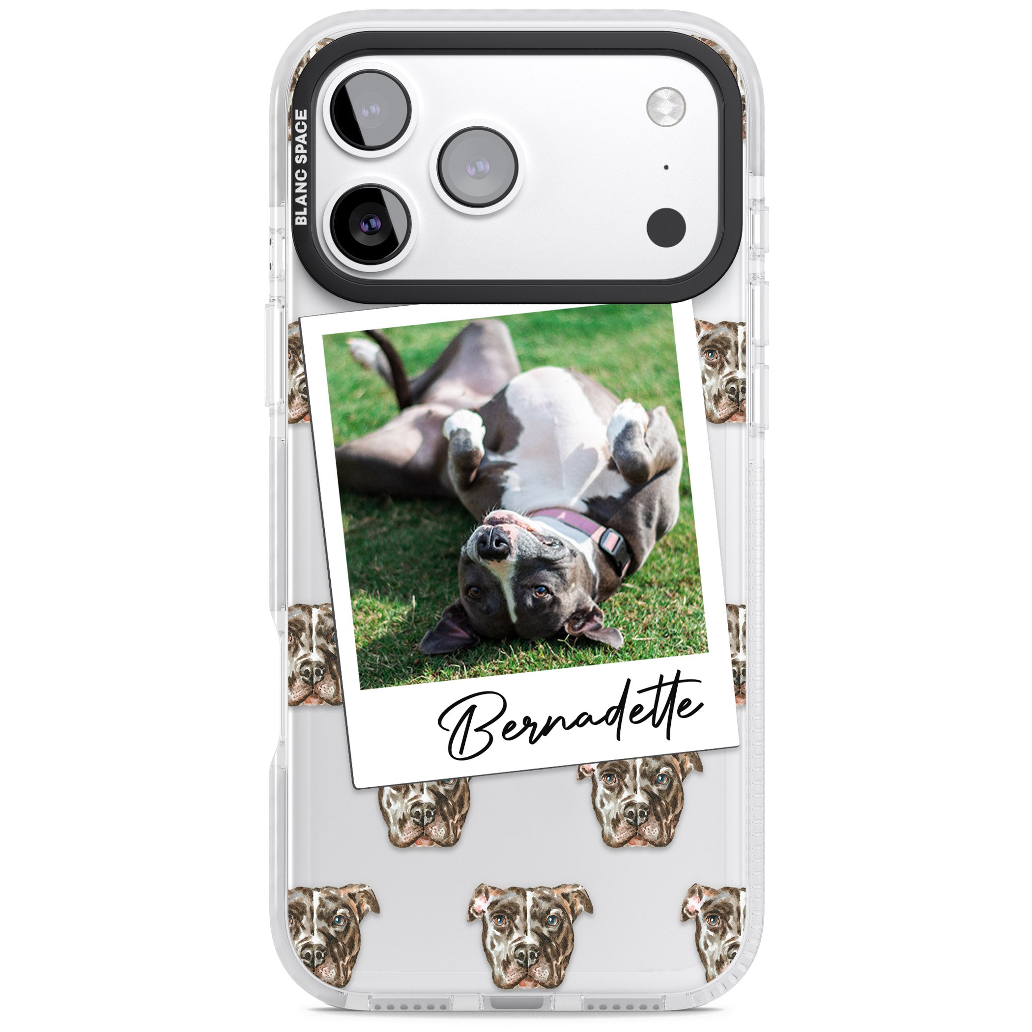 Personalised Staffordshire Bull Terrier Instant Camera Photo iPhone 17 Pro Max Impact Clear Phone Case
